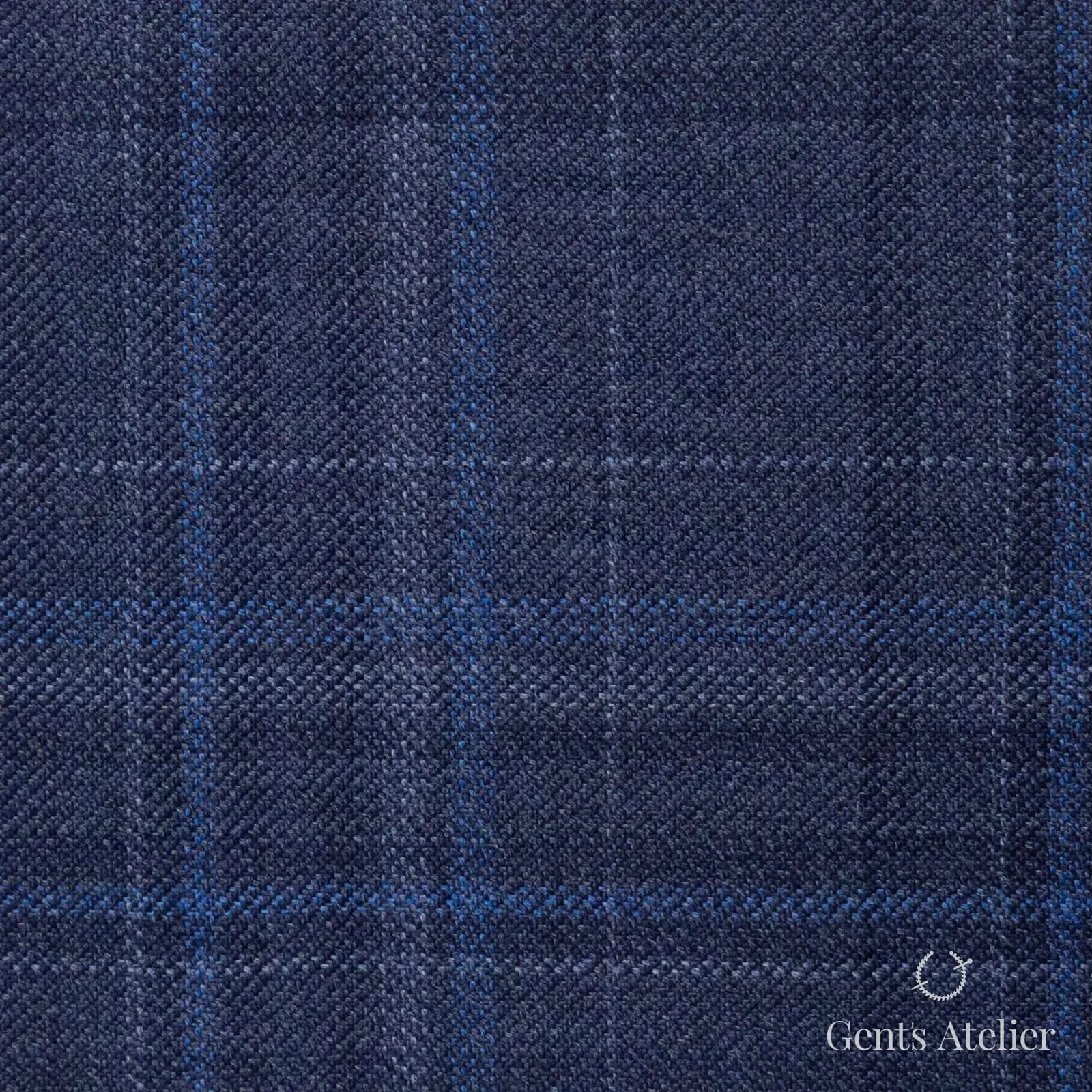 Костюмная ткань Marzoni 600 - 425 / 900 — Синий, оконная клетка, 100% шерсть