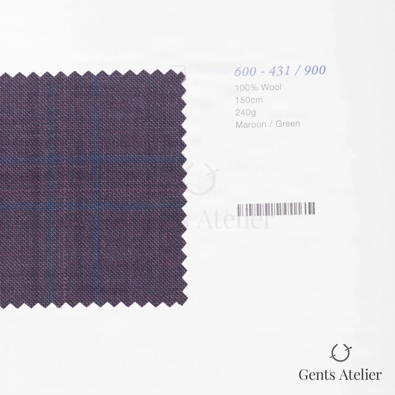 Образец ткани Marzoni 600 - 431 / 900 с этикеткой — Бордовый / Зелёный