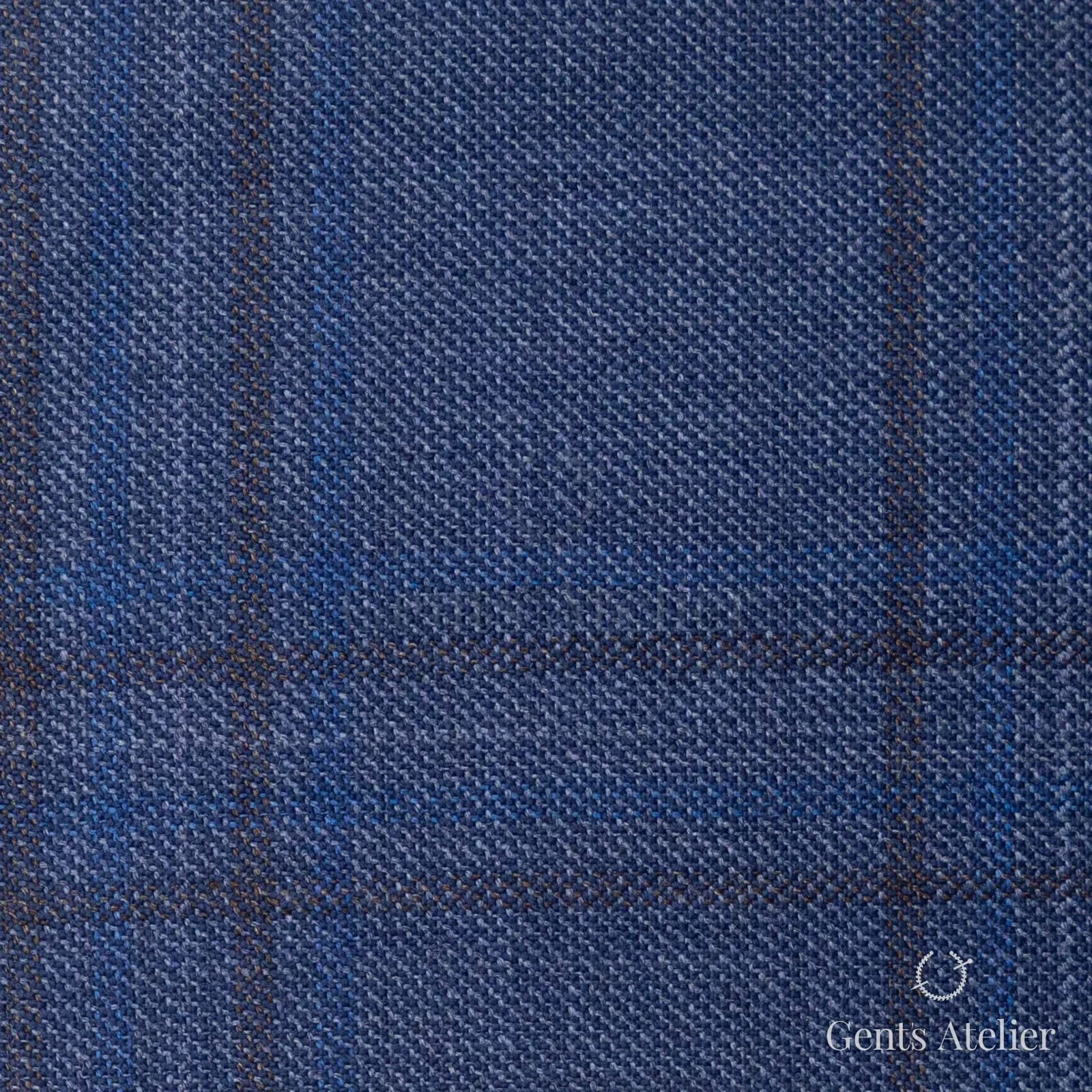 Костюмная ткань Marzoni 600 - 432 / 900 — Синий / Коричневый, оконная клетка, 100% шерсть