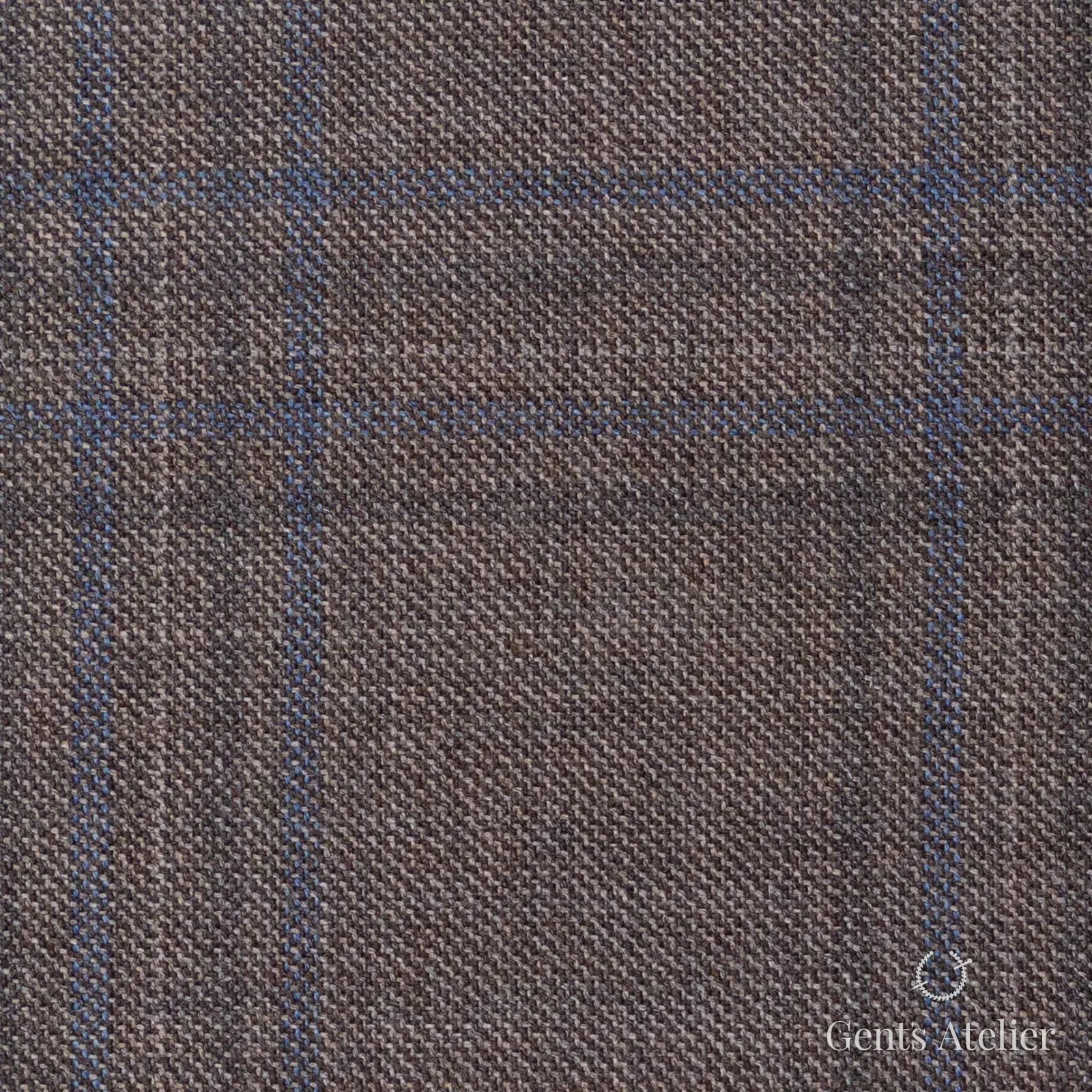 Костюмная ткань Marzoni 600 - 433 / 900 — Light Brown / Синий, оконная клетка, 100% шерсть