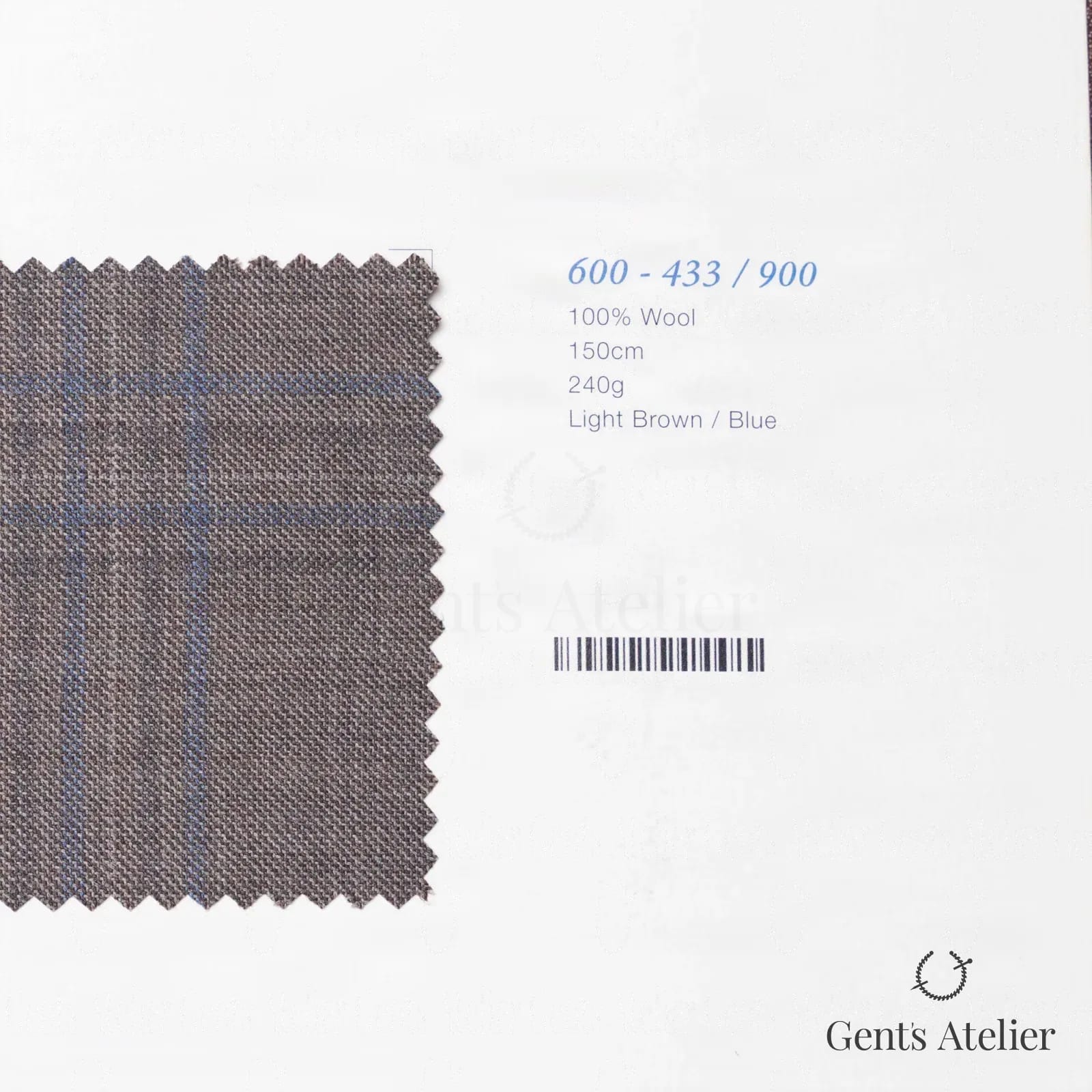 Образец ткани Marzoni 600 - 433 / 900 с этикеткой — Light Brown / Синий