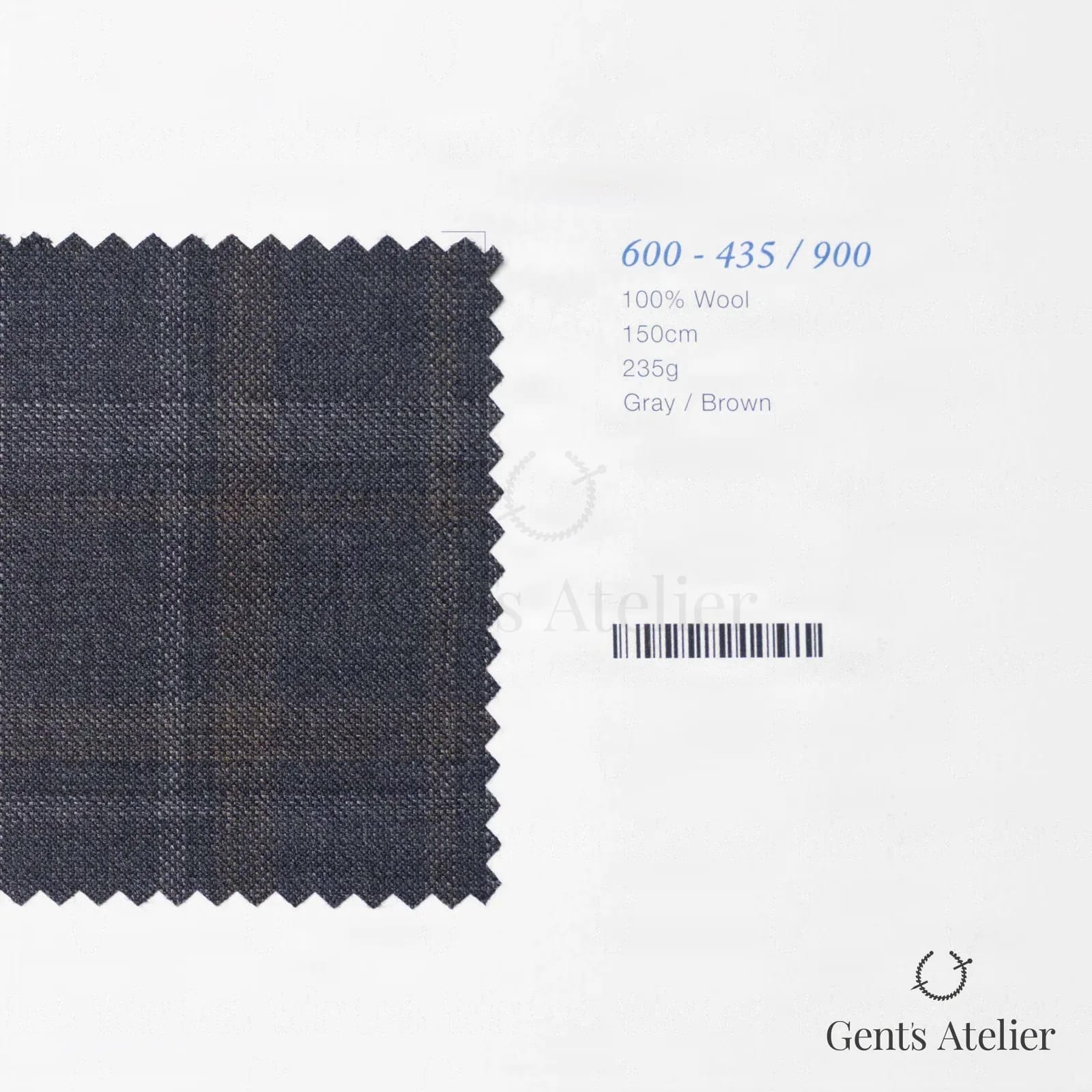 Образец ткани Marzoni 600 - 435 / 900 с этикеткой — Серый / Коричневый