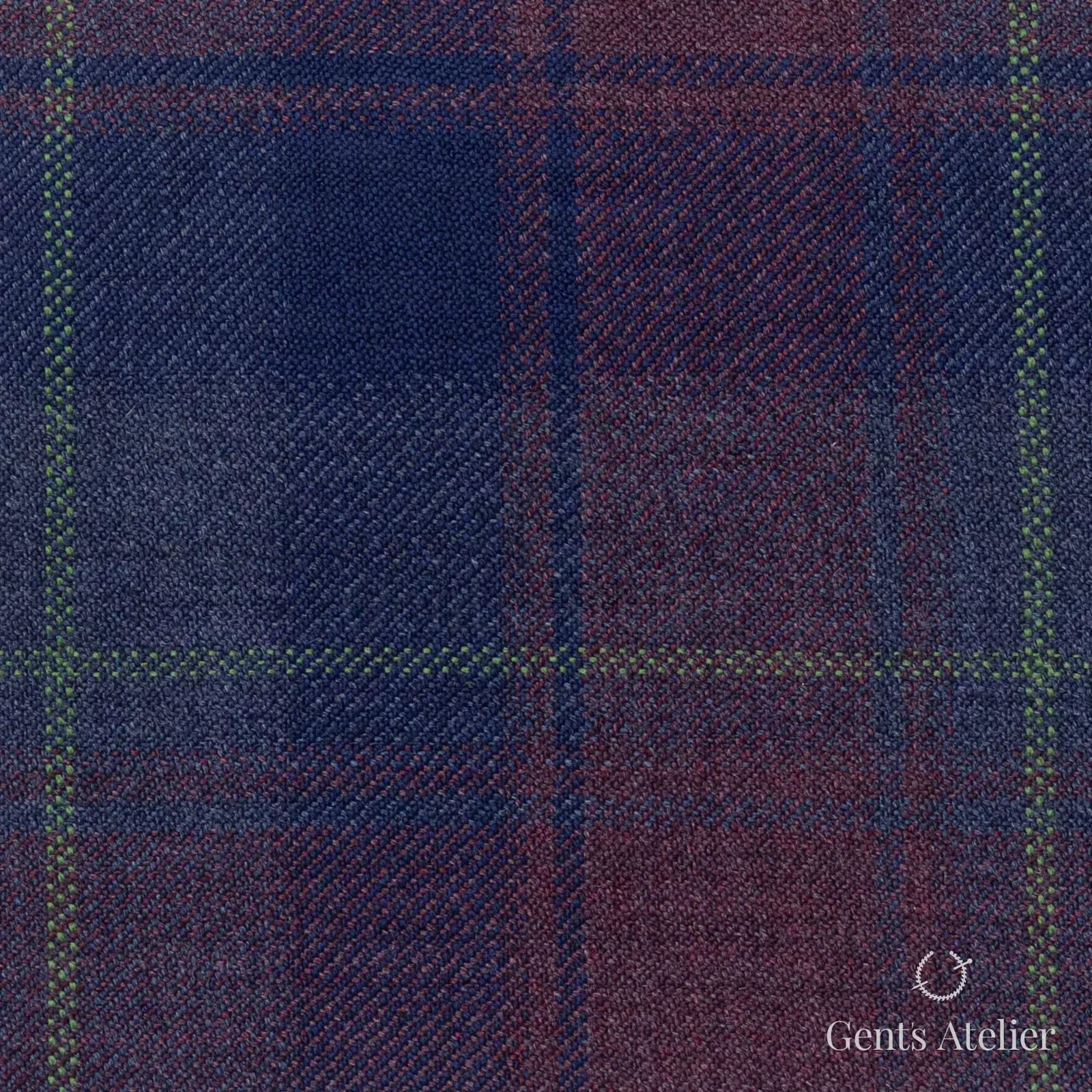 Костюмная ткань Marzoni 600 - 439 / 900 — Бордовый / Синий / Зелёный, клетка, 100% шерсть
