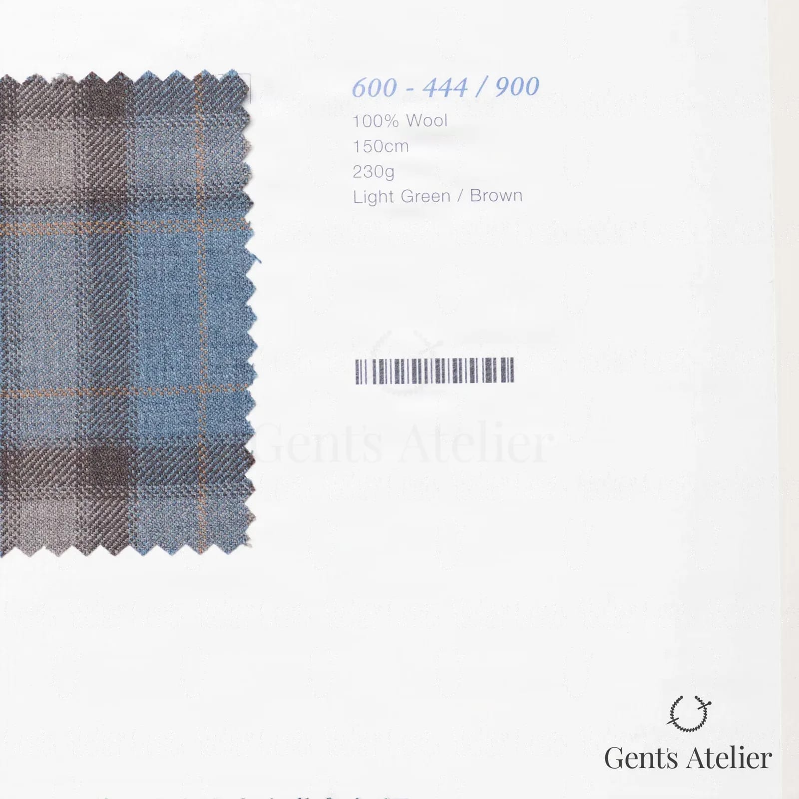 Образец ткани Marzoni 600 - 444 / 900 с этикеткой — Light Green / Коричневый