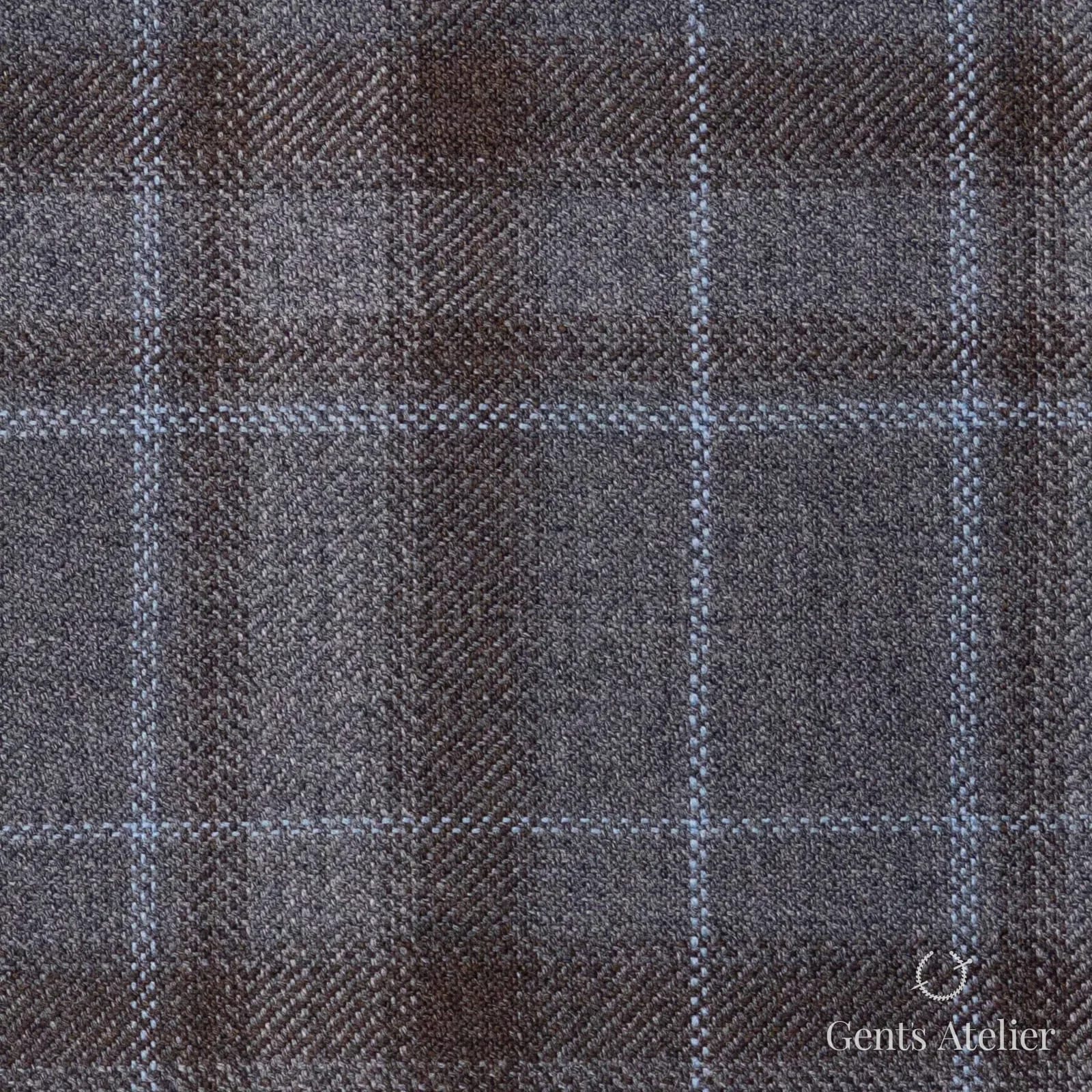 Костюмная ткань Marzoni 600 - 445 / 900 — Светло-серый / Коричневый, оконная клетка, 100% шерсть
