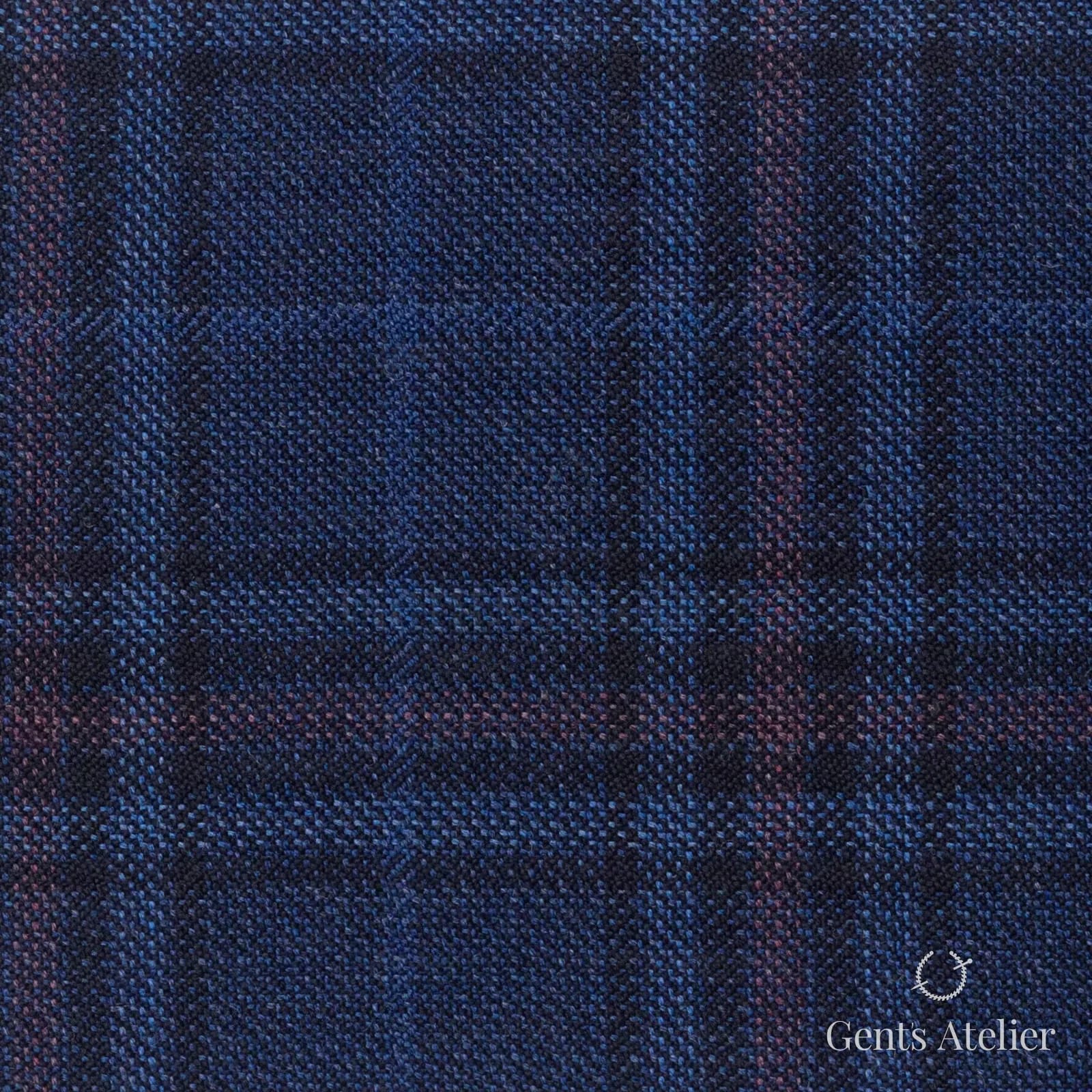 Костюмная ткань Marzoni 600 - 447 / 900 — Синий / Pink, оконная клетка, 100% шерсть