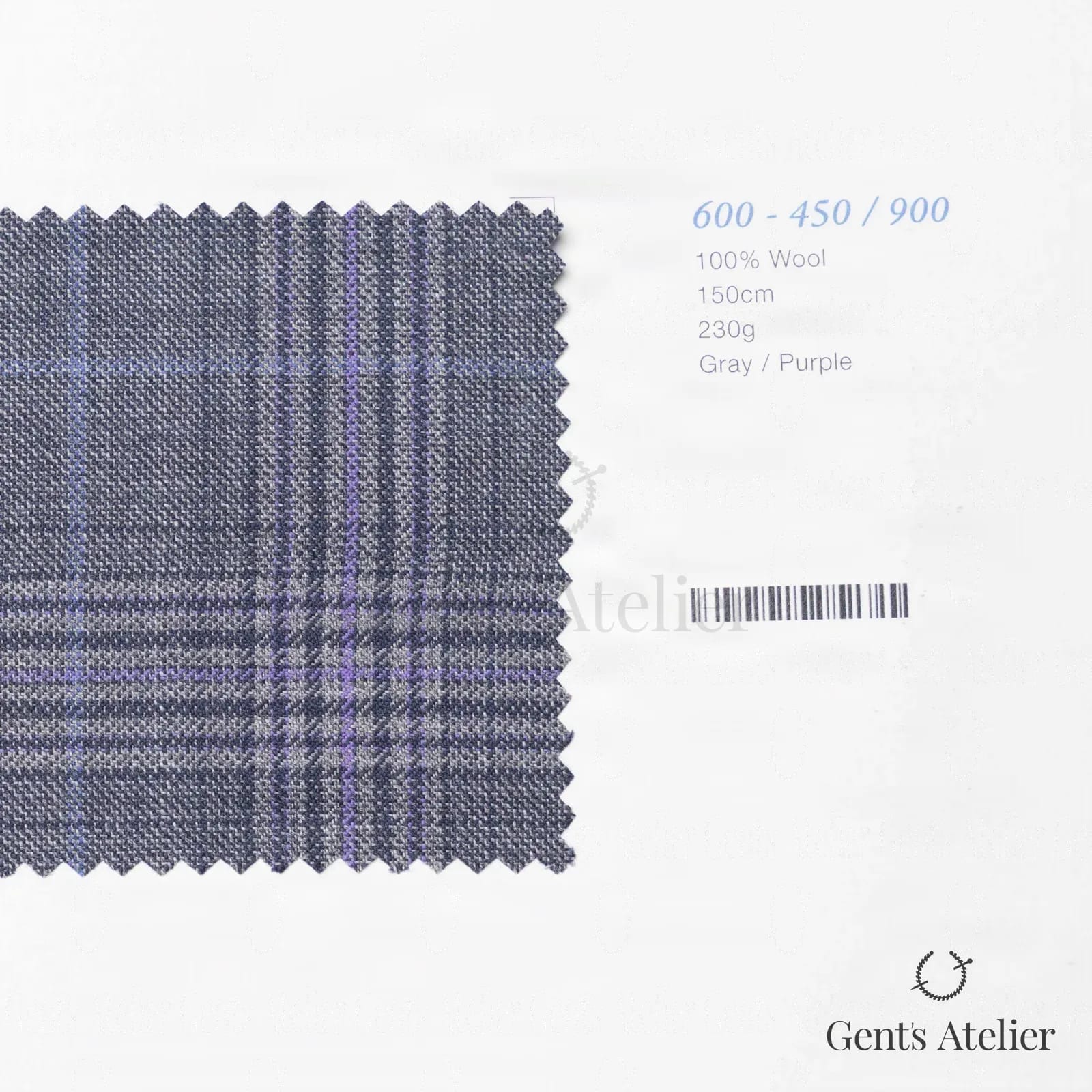 Образец ткани Marzoni 600 - 450 / 900 с этикеткой — Серый / Фиолетовый