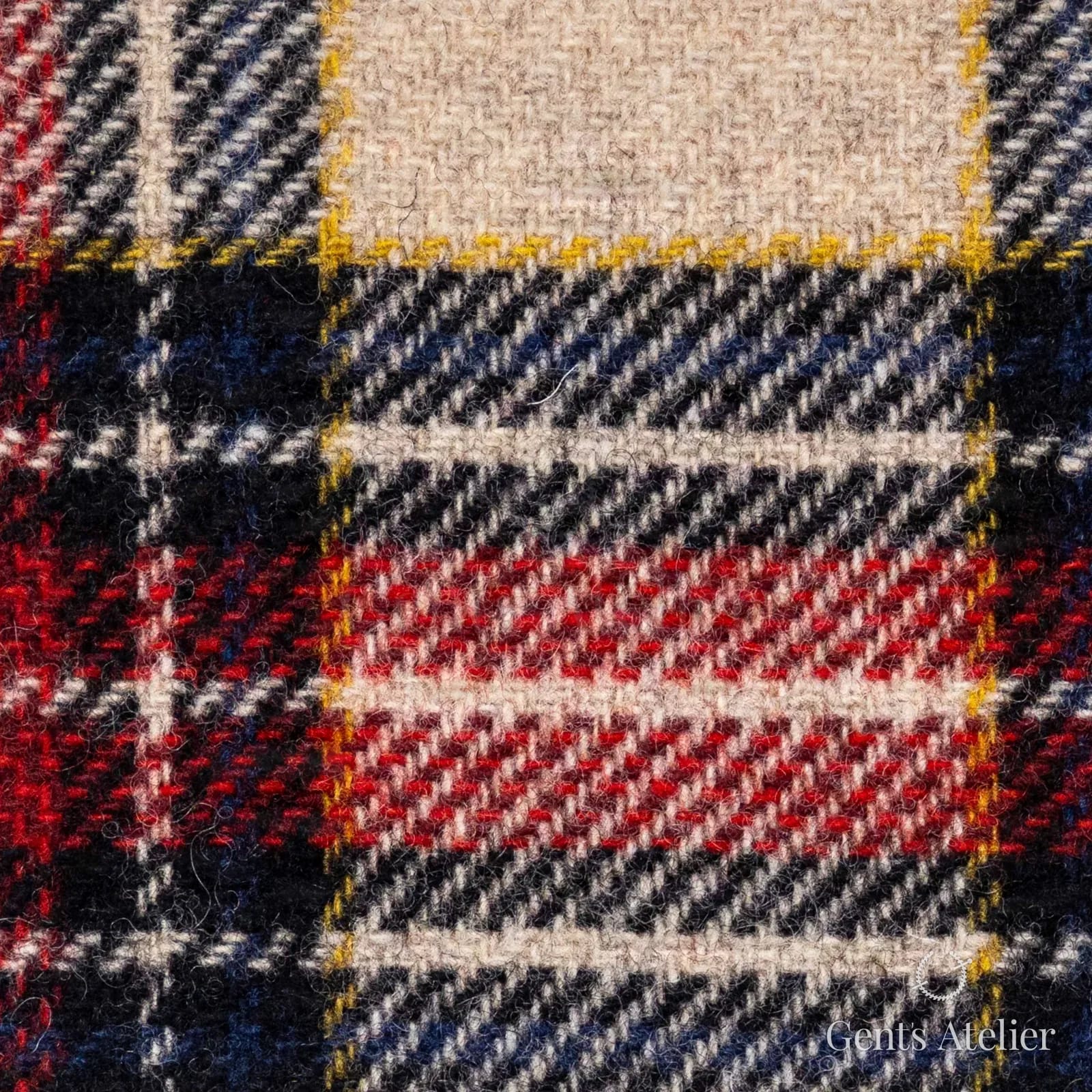 Костюмная ткань Marzoni 601 - 626 / 900 — Красный / Бежевый / Чёрный, клетка, 100% шерсть