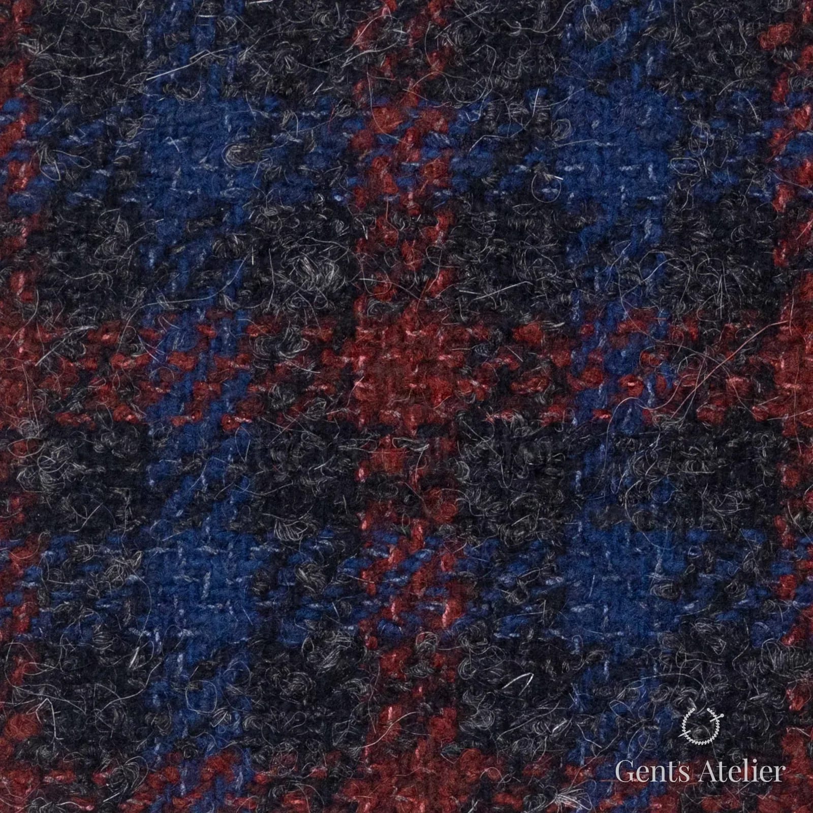 Костюмная ткань Marzoni 665 - 102 / 1500 — Красный / Антрацит, клетка, 61% шерсть, 16% мохер, 14% шёлк, 9% кашемир