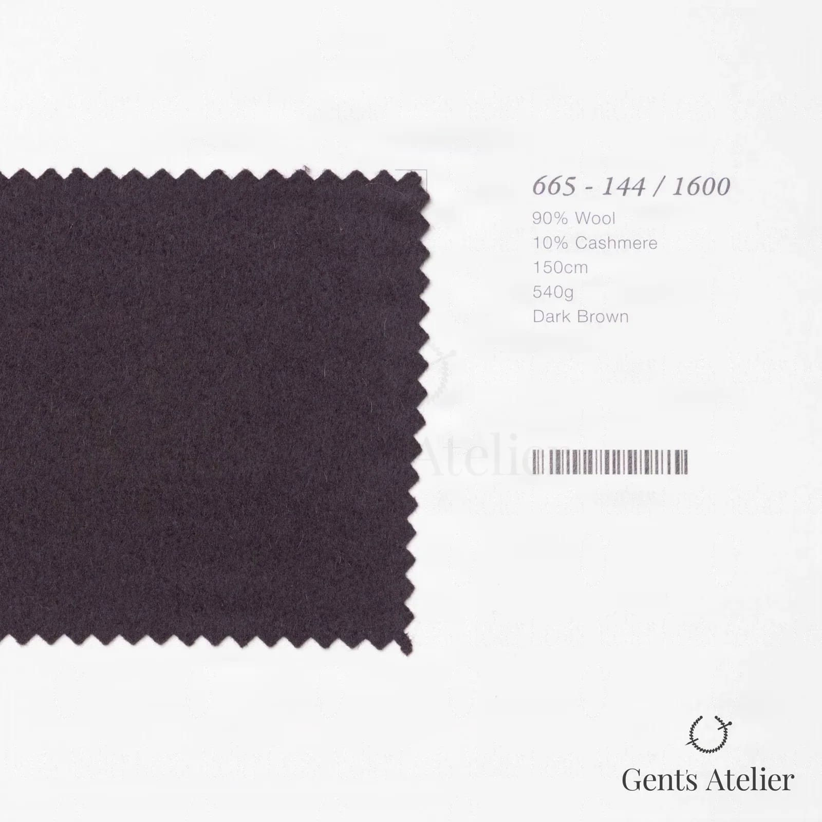 Образец ткани Marzoni 665 - 144 / 1600 с этикеткой — Dark Brown
