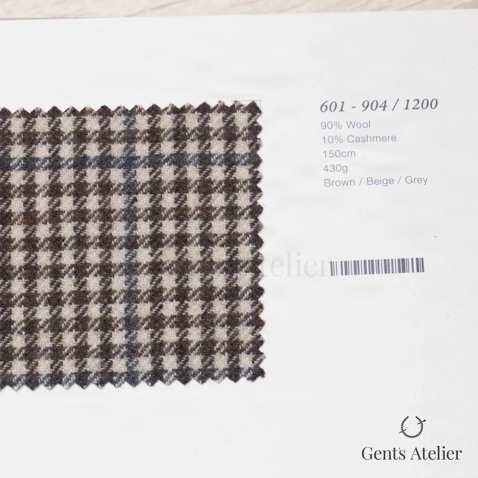 Образец ткани Marzoni 601 - 904 / 1200 с этикеткой — Коричневый / Бежевый / Серый