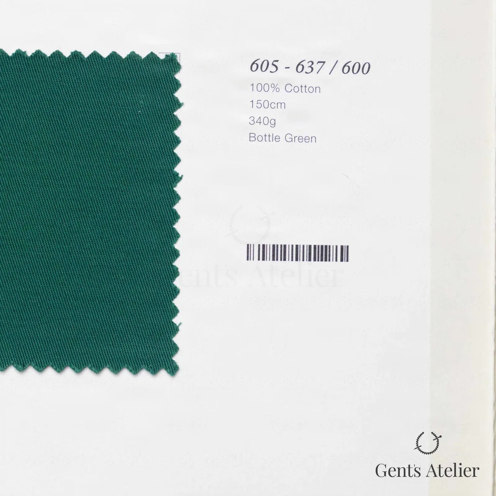 Образец ткани Marzoni 605 - 637 / 600 с этикеткой — Bottle Green