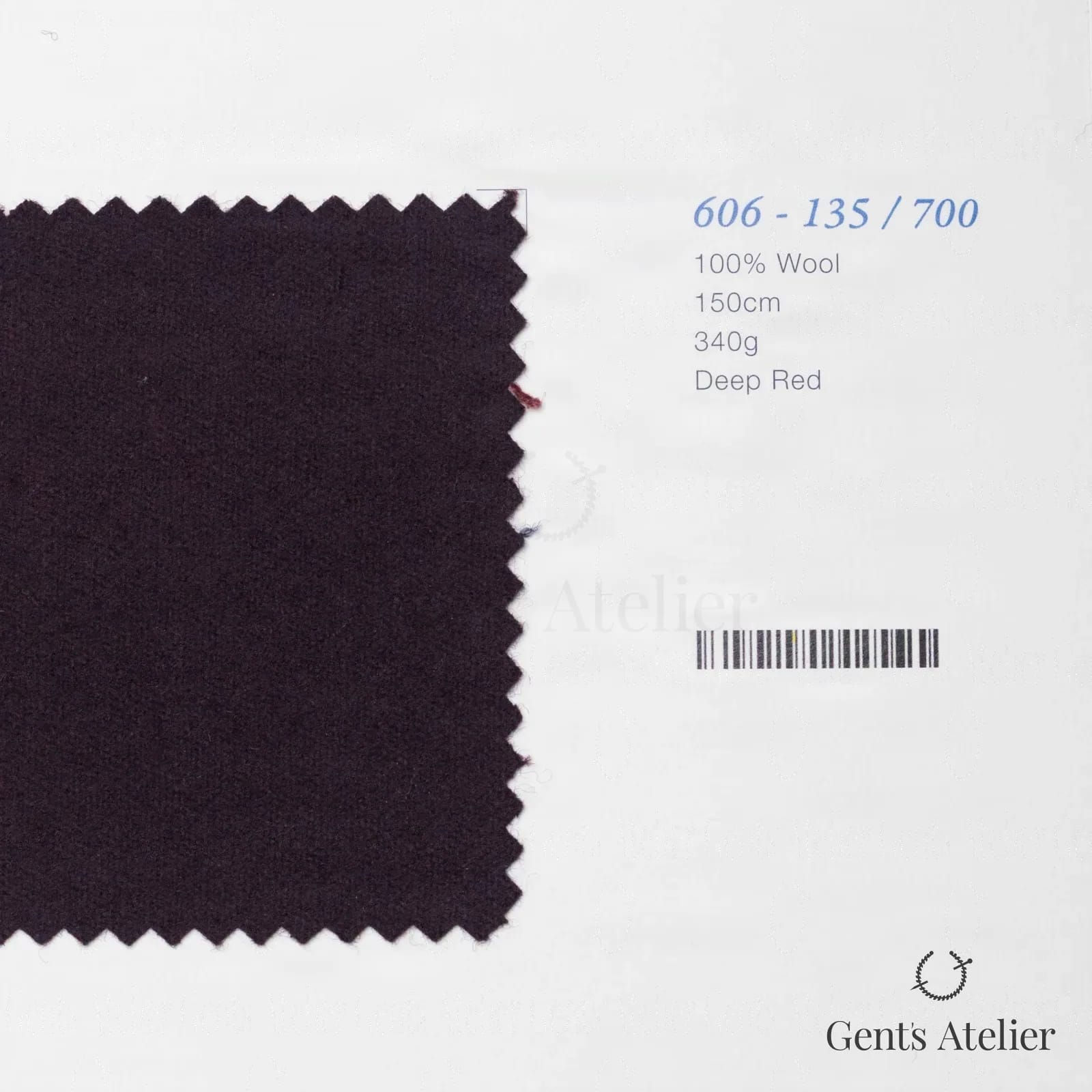 Образец ткани Marzoni 606 - 135 / 700 с этикеткой — Deep Red