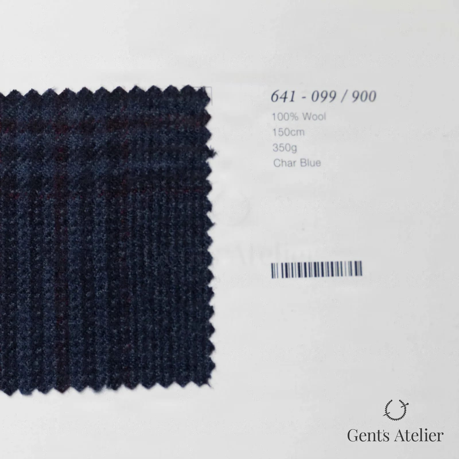 Образец ткани Marzoni 641 - 099 / 900 с этикеткой — Char Blue