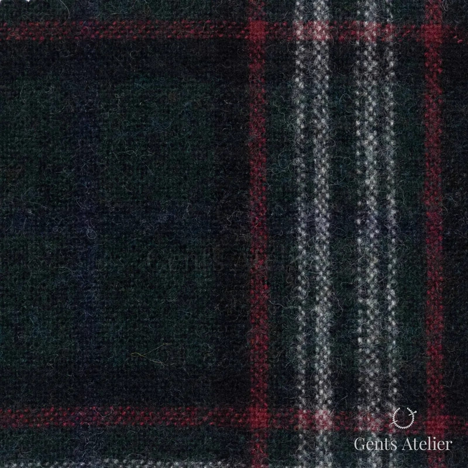 Костюмная ткань Marzoni 651 - 643 / 1200 — Зелёный / Красный, клетка, 100% шерсть