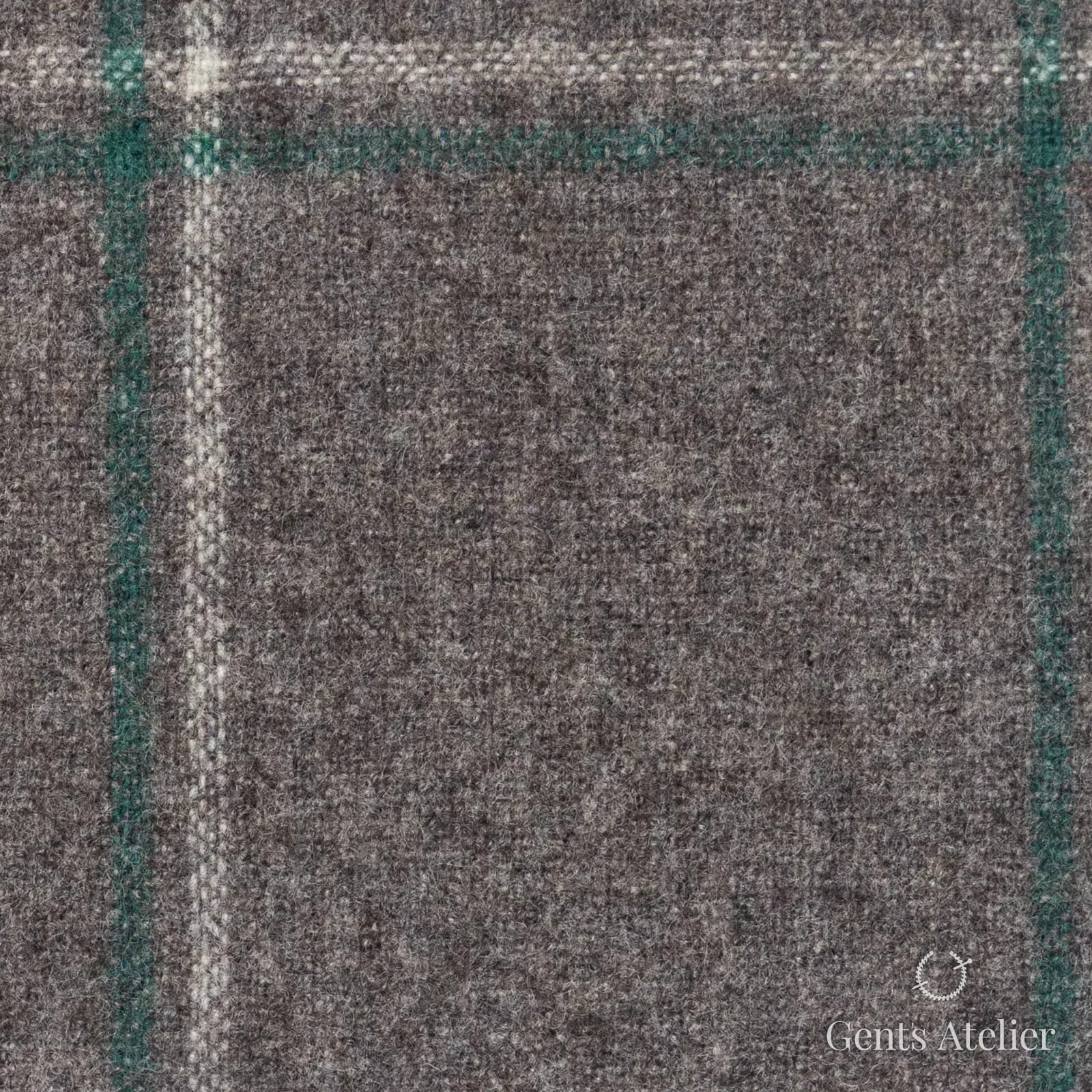 Костюмная ткань Marzoni 651 - 647 / 1200 — Тауп / Зелёный, оконная клетка, 100% шерсть