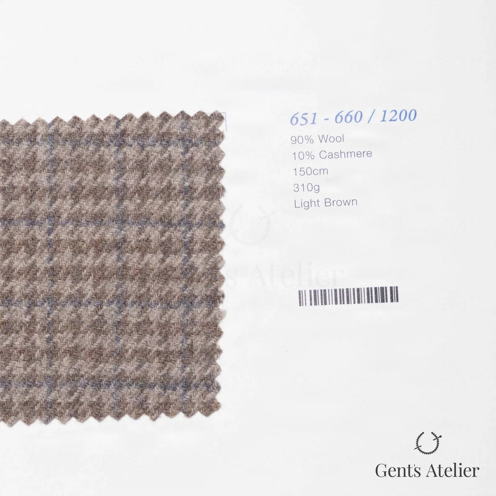 Образец ткани Marzoni 651 - 660 / 1200 с этикеткой — Light Brown