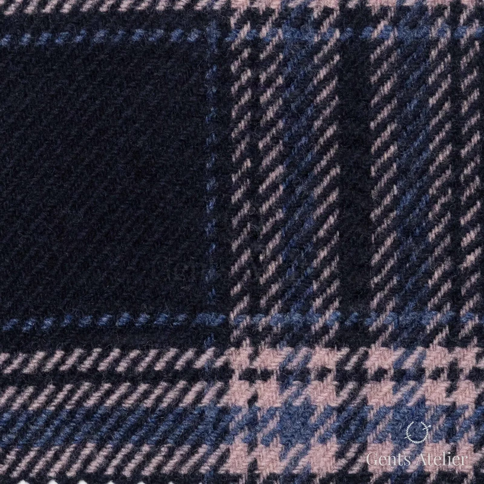 Костюмная ткань Marzoni 651 - 662 / 1200 — Синий, клетка, 90% шерсть, 10% кашемир