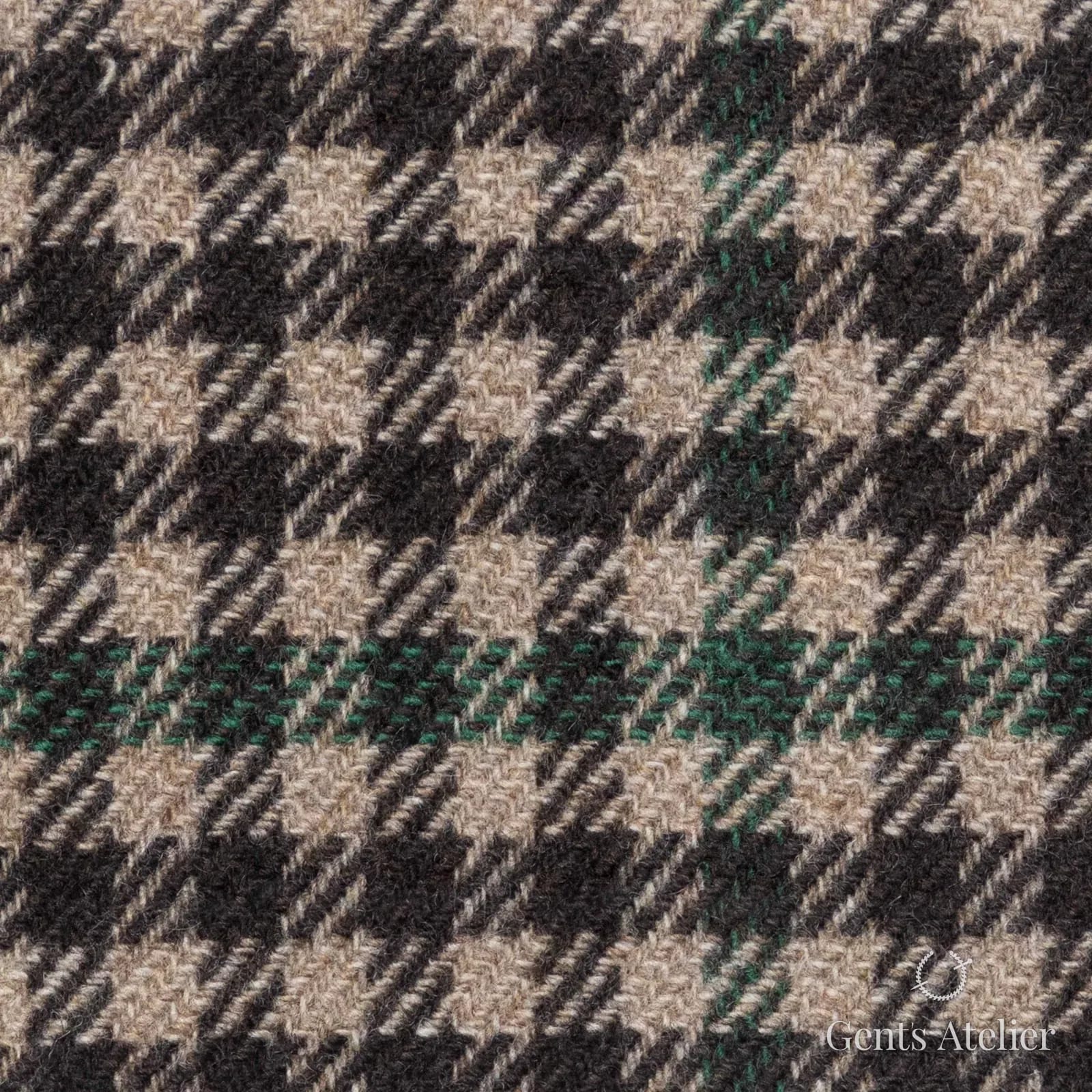 Костюмная ткань Marzoni 651 - 663 / 1200 — Коричневый / Зелёный, гусиная лапка, 90% шерсть, 10% кашемир