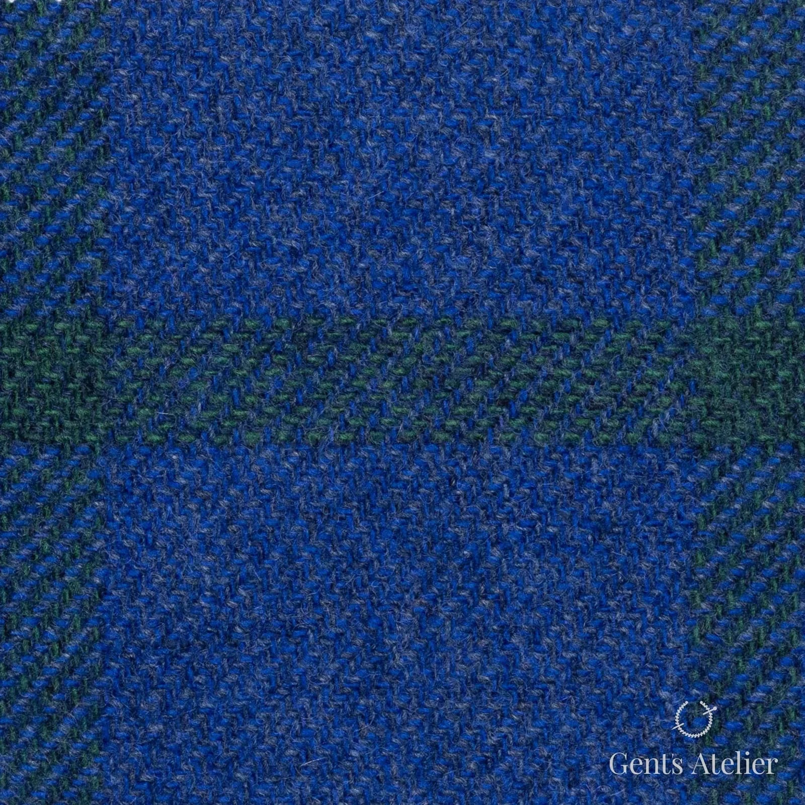 Костюмная ткань Marzoni 651 - 667 / 1200 — Синий / Зелёный, оконная клетка, 90% шерсть, 10% кашемир