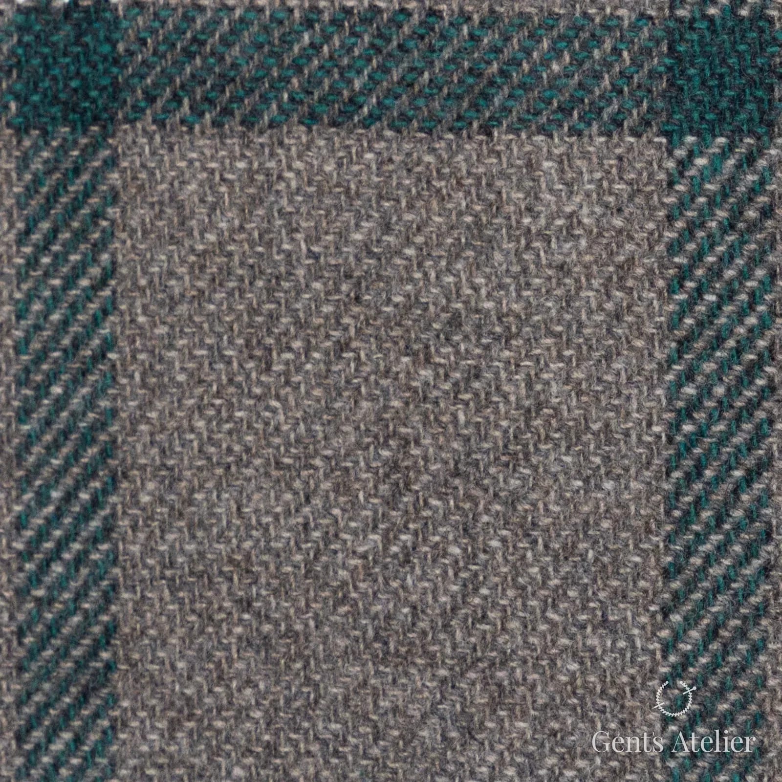 Костюмная ткань Marzoni 651 - 669 / 1200 — Тауп / Зелёный, оконная клетка, 90% шерсть, 10% кашемир