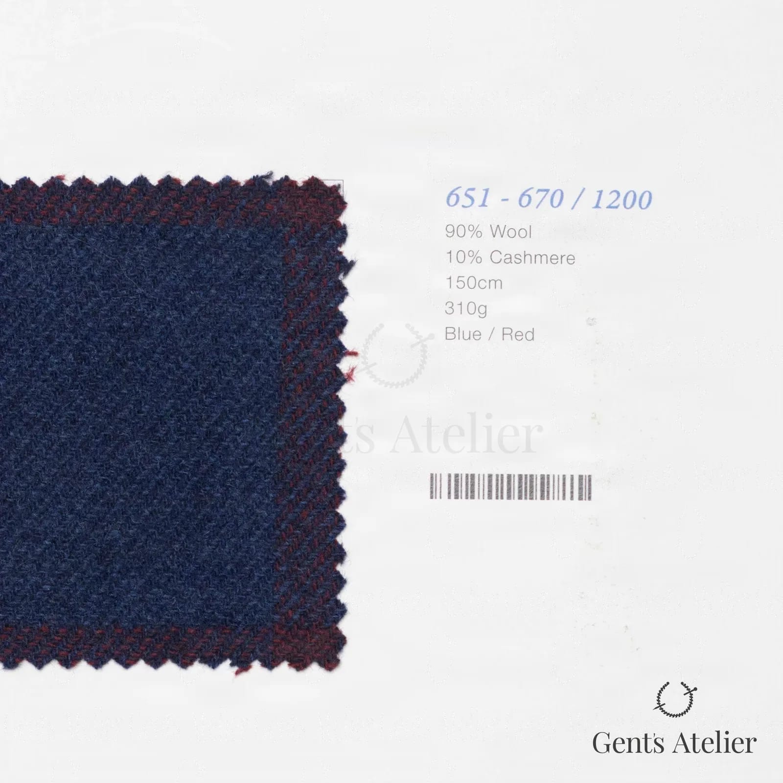 Образец ткани Marzoni 651 - 670 / 1200 с этикеткой — Синий / Красный