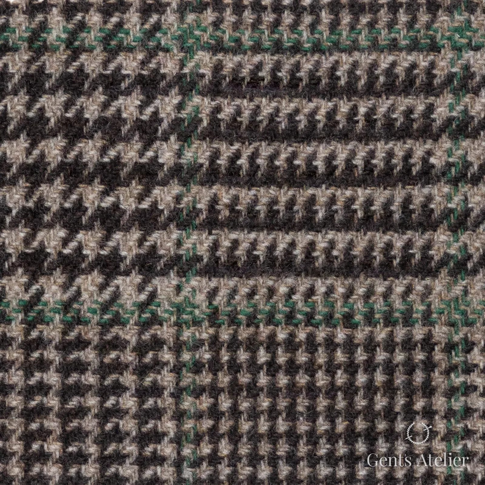 Костюмная ткань Marzoni 651 - 672 / 1200 — Коричневый / Зелёный, гусиная лапка, 90% шерсть, 10% кашемир