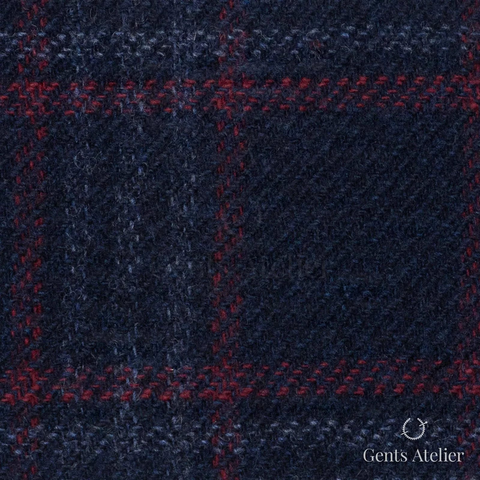 Костюмная ткань Marzoni 651 - 673 / 1200 — Синий / Красный, оконная клетка, 90% шерсть, 10% кашемир