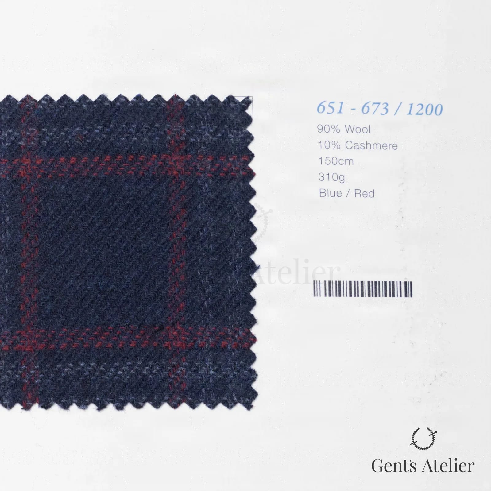 Образец ткани Marzoni 651 - 673 / 1200 с этикеткой — Синий / Красный