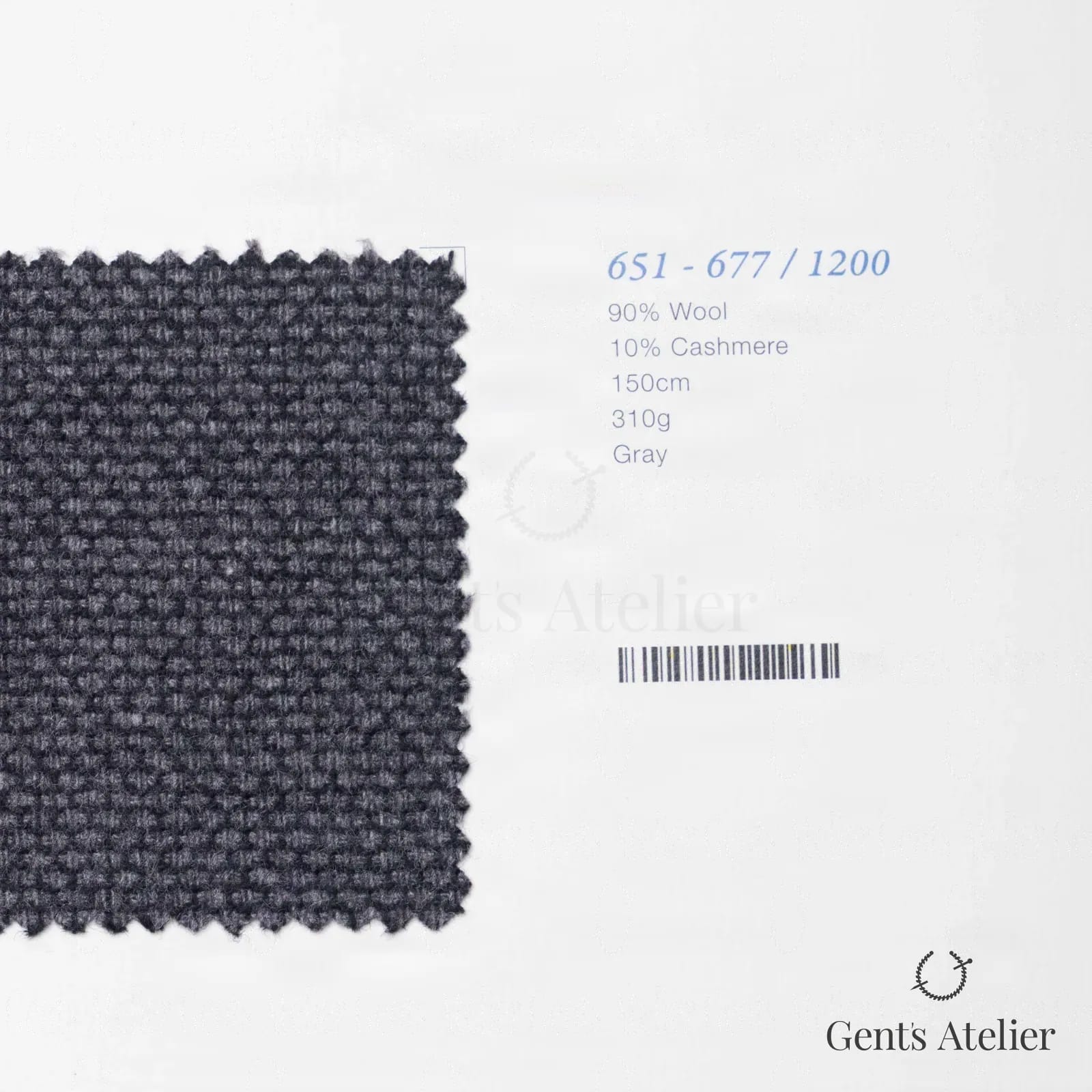 Образец ткани Marzoni 651 - 677 / 1200 с этикеткой — Серый