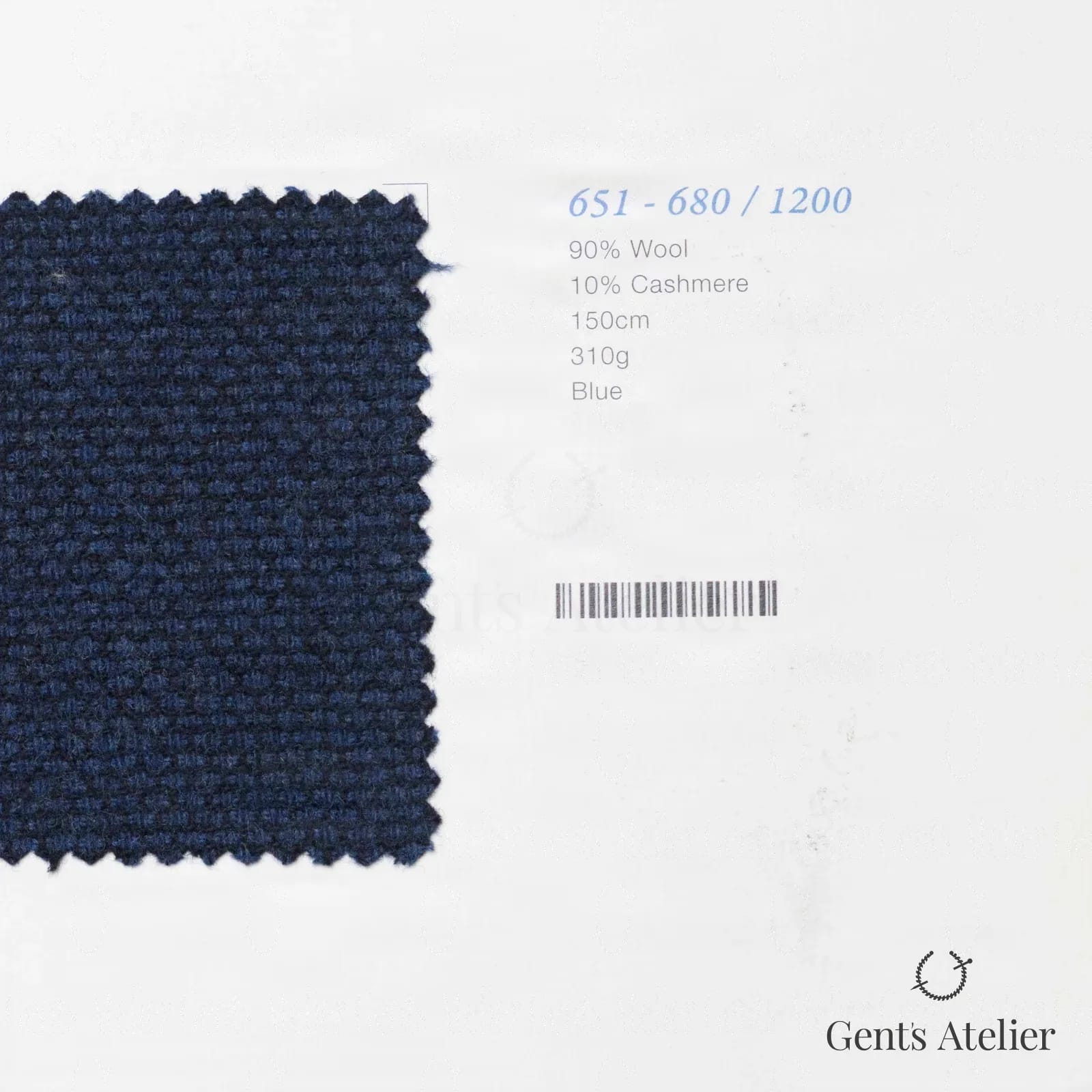 Образец ткани Marzoni 651 - 680 / 1200 с этикеткой — Синий