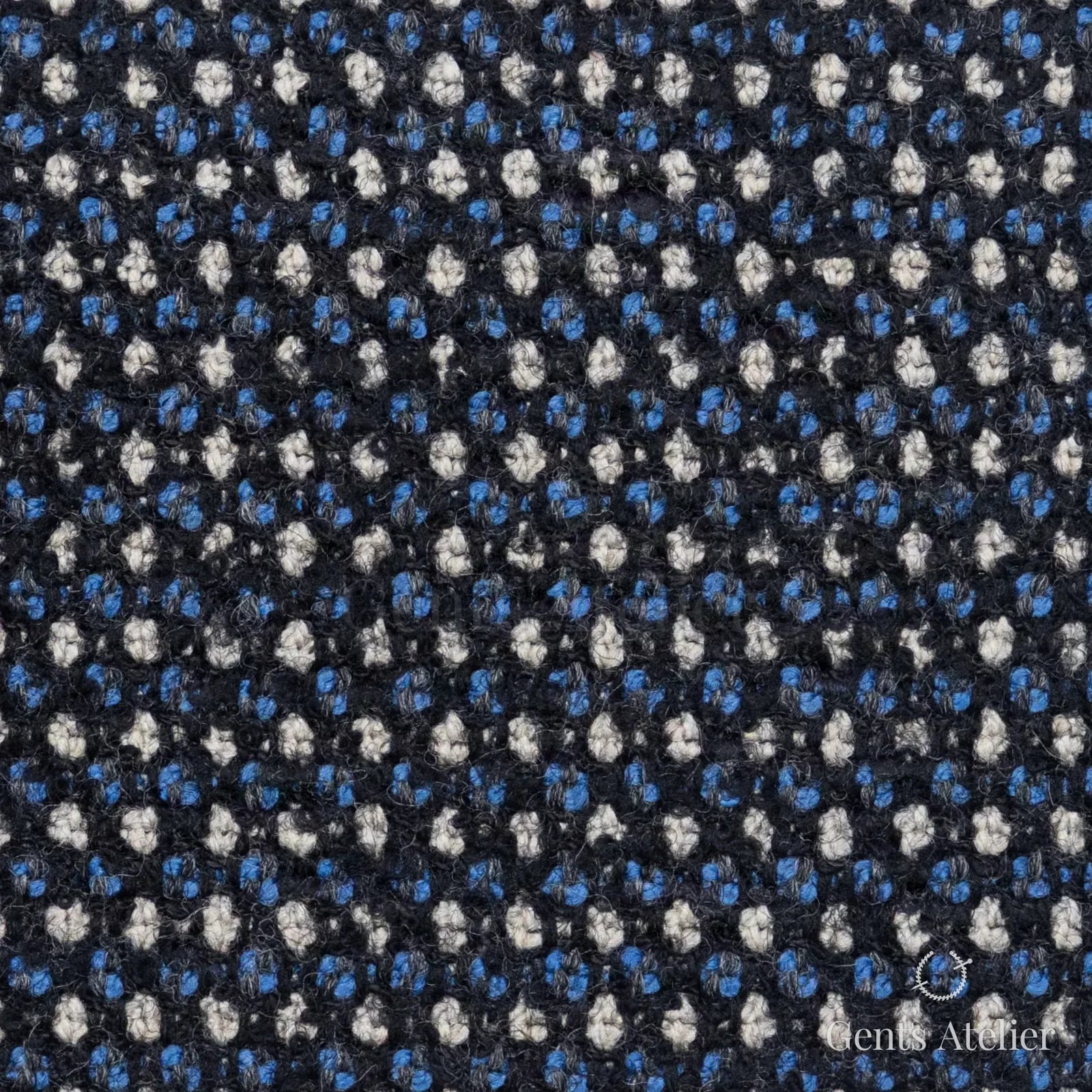Костюмная ткань Marzoni 665 - 107 / 1200 — Синий / Белый, узор, 89% шерсть, 10% polyamid, 1% эластан