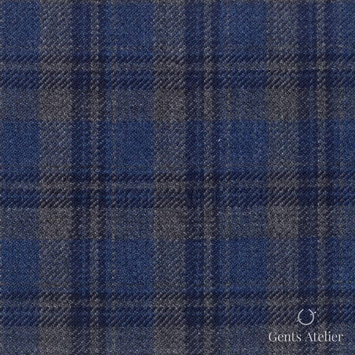 Костюмная ткань Marzoni 600 - 382 / 900 — Синий / Серый, в клетку, 100% шерсть