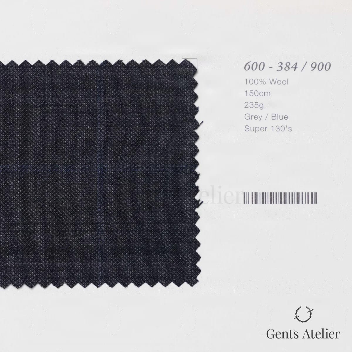 Образец ткани Marzoni 600 - 384 / 900 с этикеткой — Серый / Синий
