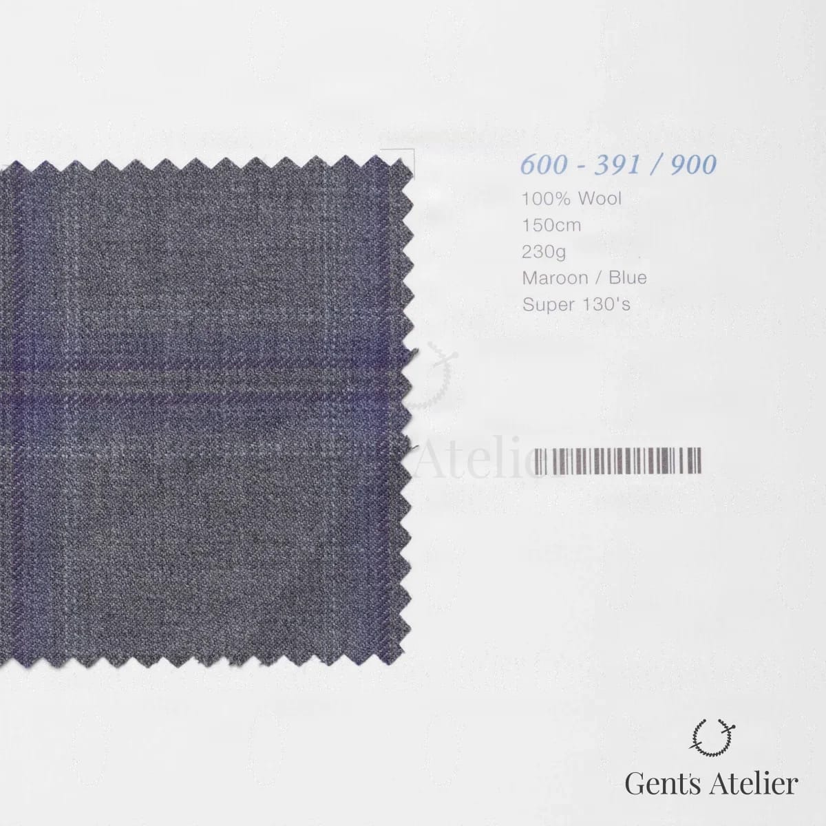 Образец ткани Marzoni 600 - 391 / 900 с этикеткой — Бордовый / Синий