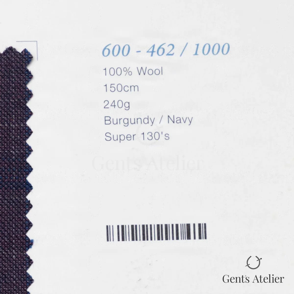 Образец ткани Marzoni 600 - 462 / 1000 с этикеткой — Бордовый / Тёмно-синий