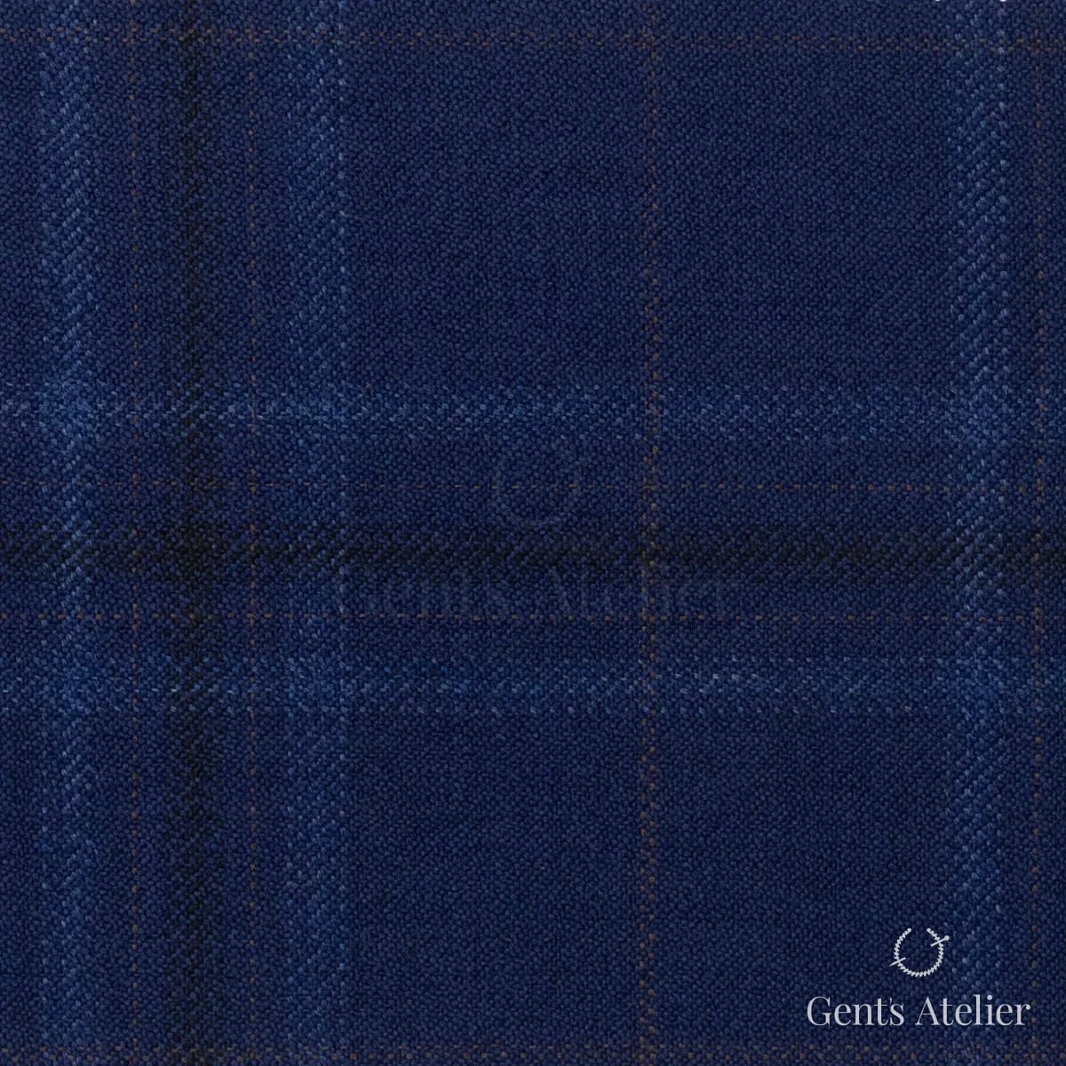 Костюмная ткань Marzoni 600 - 465 / 1000 — Тёмно-синий / Коричневый, виндоупейн, 100% шерсть