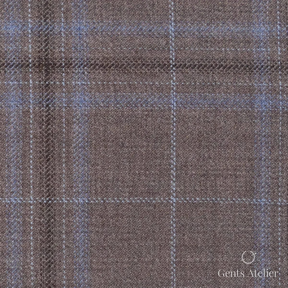 Костюмная ткань Marzoni 600 - 468 / 1000 — Коричневый / Голубой, виндоупейн, 100% шерсть