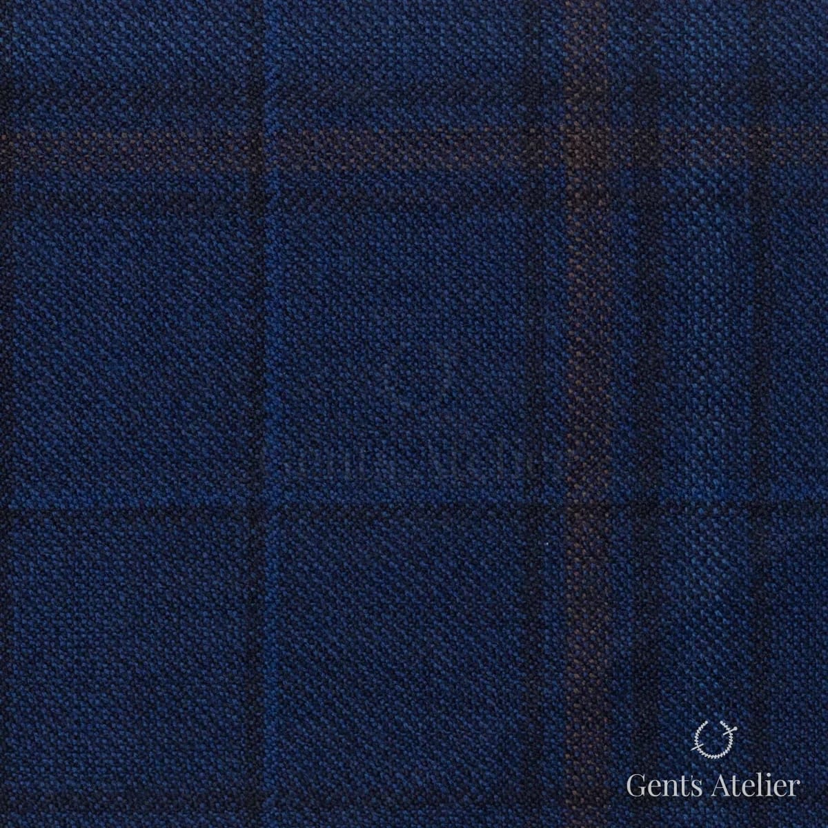 Костюмная ткань Marzoni 600 - 475 / 1000 — Тёмно-синий / Коричневый, в клетку, 100% шерсть