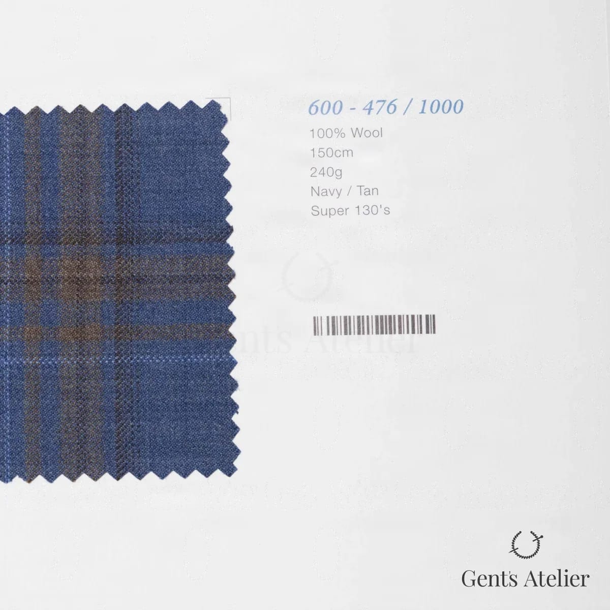Образец ткани Marzoni 600 - 476 / 1000 с этикеткой — Тёмно-синий / Коричневый