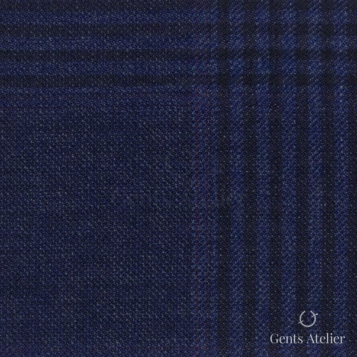 Костюмная ткань Marzoni 600 - 479 / 1000 — Синий / Тёмно-синий, в клетку, 100% шерсть