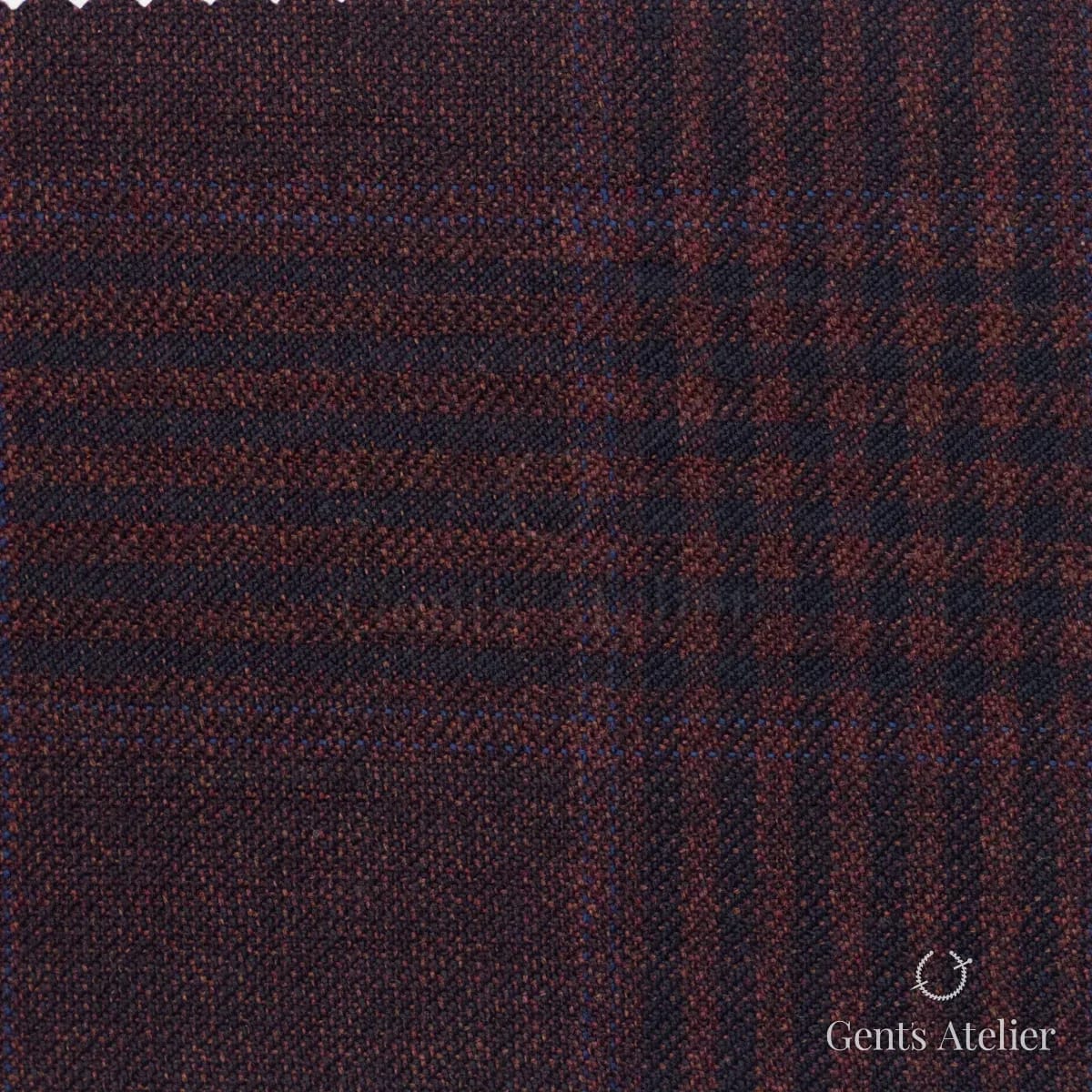 Костюмная ткань Marzoni 600 - 480 / 1000 — Бордовый / Тёмно-синий, виндоупейн, 100% шерсть