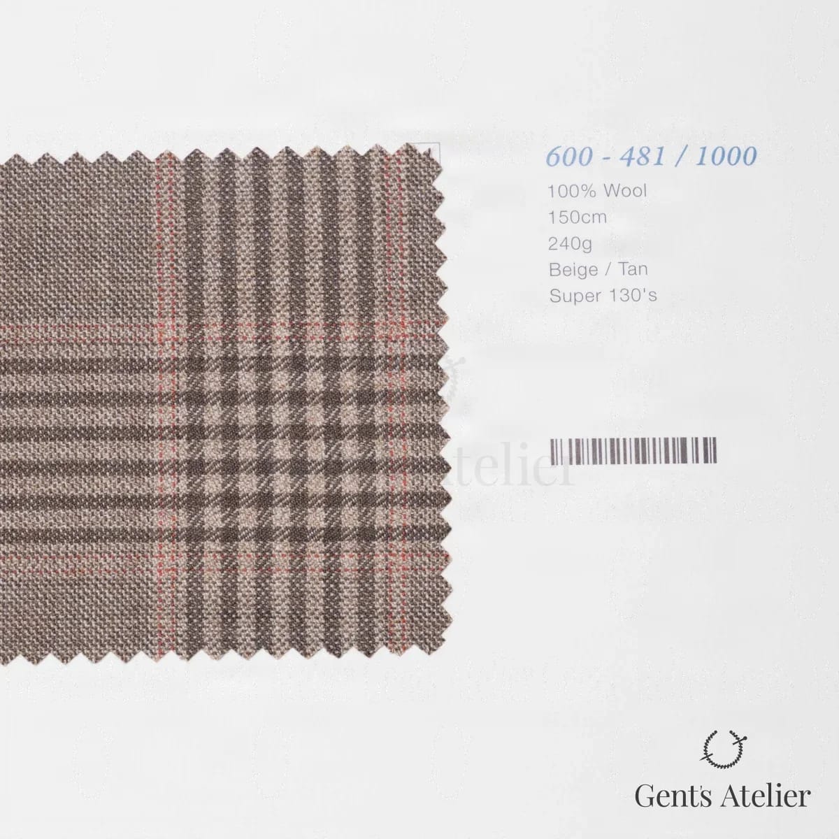 Образец ткани Marzoni 600 - 481 / 1000 с этикеткой — Бежевый / Песочный