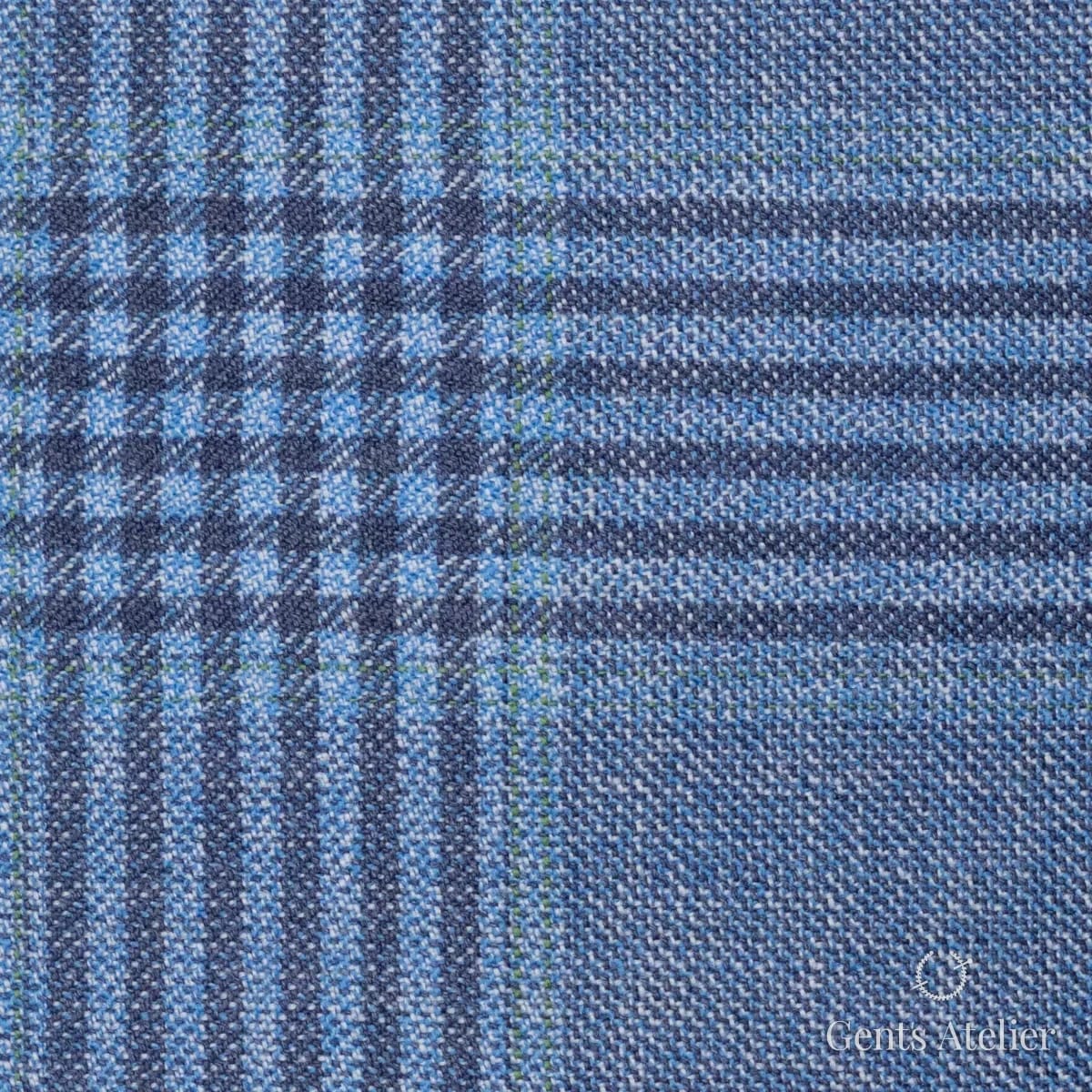 Костюмная ткань Marzoni 600 - 483 / 1000 — Голубой / Зелёный, виндоупейн, 100% шерсть