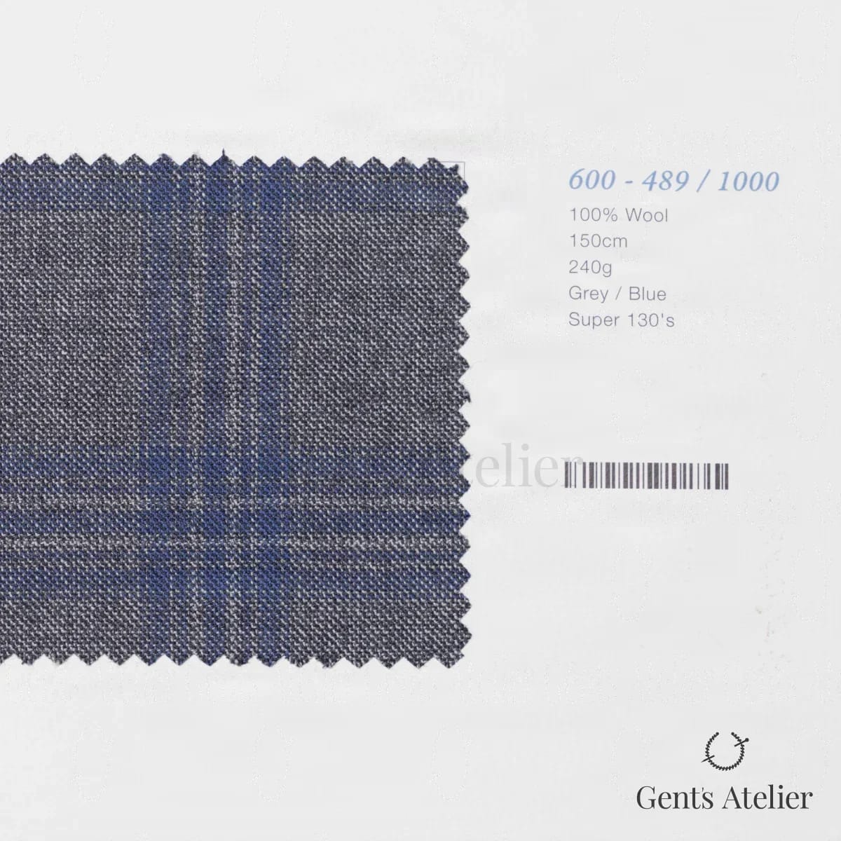 Образец ткани Marzoni 600 - 489 / 1000 с этикеткой — Серый / Синий