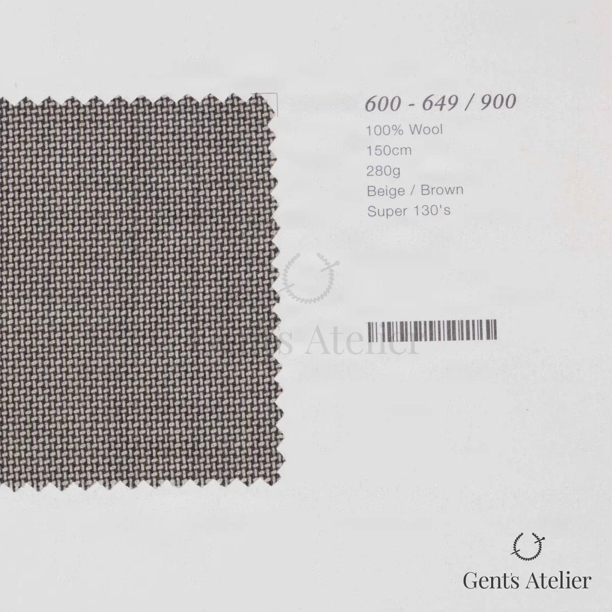 Образец ткани Marzoni 600 - 649 / 900 с этикеткой — Бежевый / Коричневый