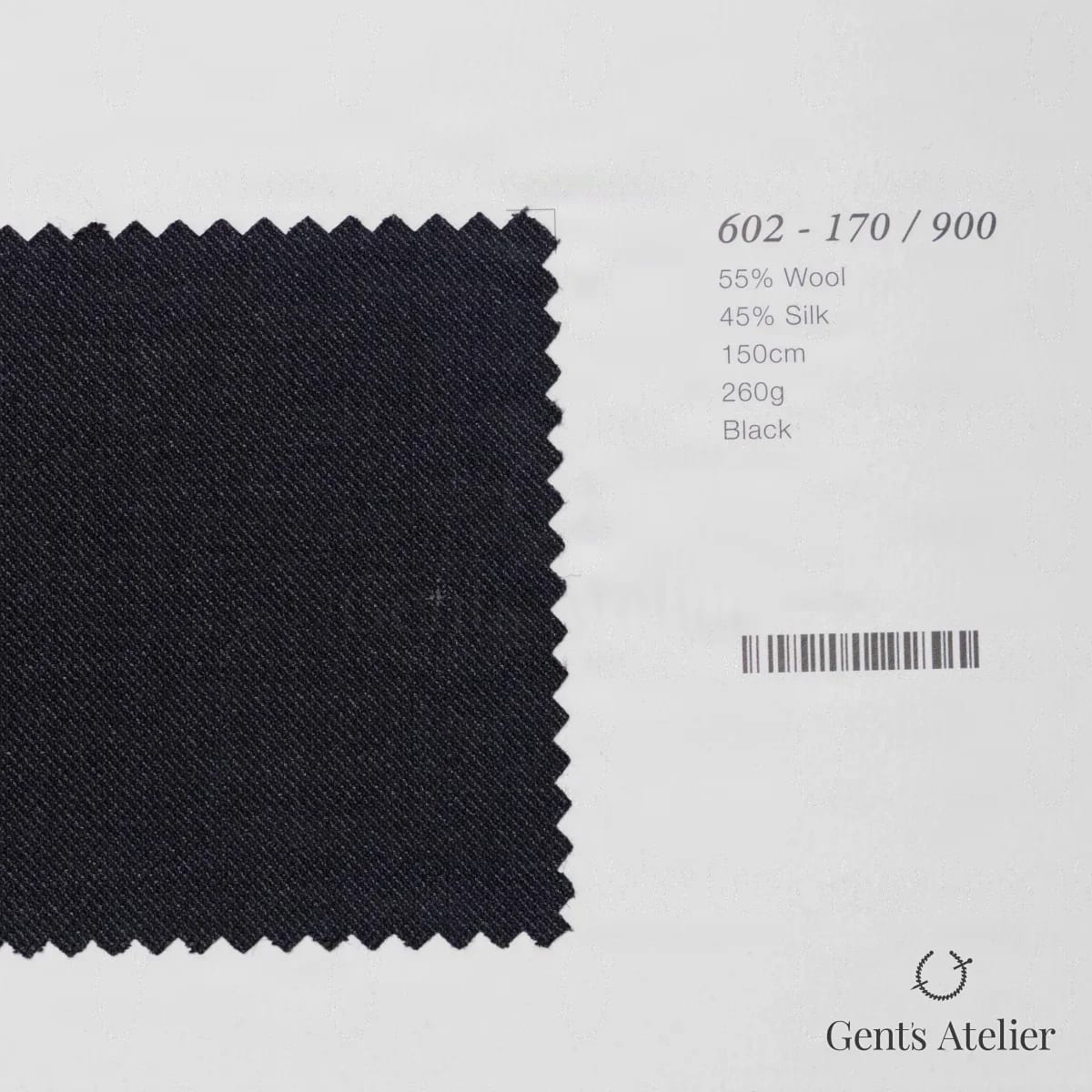 Образец ткани Marzoni 602 - 170 / 900 с этикеткой — Чёрный
