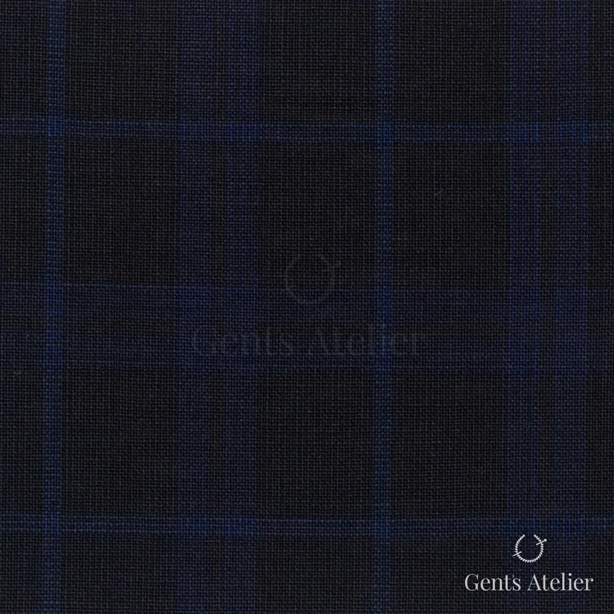 Костюмная ткань Marzoni 606 - 269 / 900 — Полуночно-синий / Чёрный, в клетку, 100% шерсть