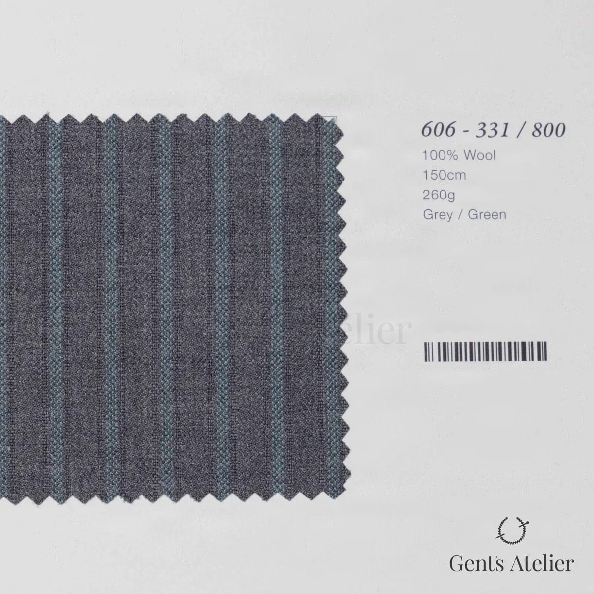Образец ткани Marzoni 606 - 331 / 800 с этикеткой — Серый / Зелёный
