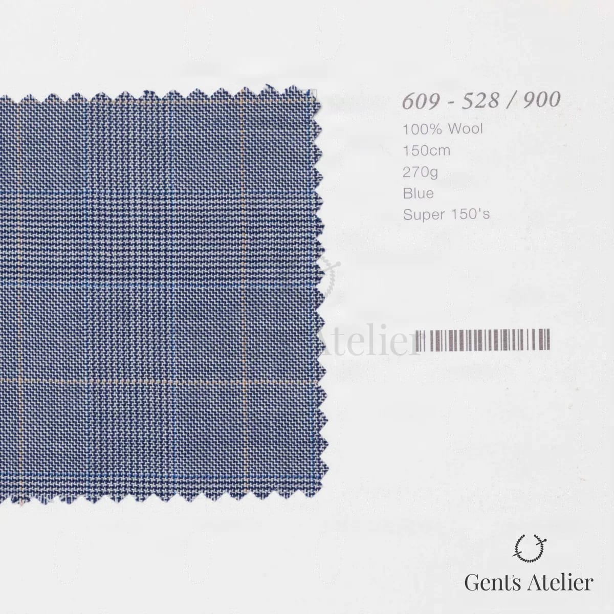 Образец ткани Marzoni 609 - 528 / 900 с этикеткой — Синий